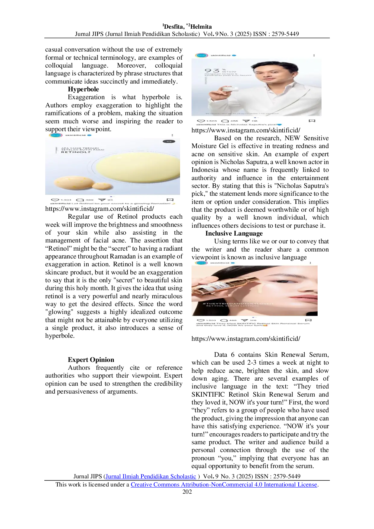 JURIS Persuasive Language In Skintific Advertisements On Instagram A Semantics Analysis