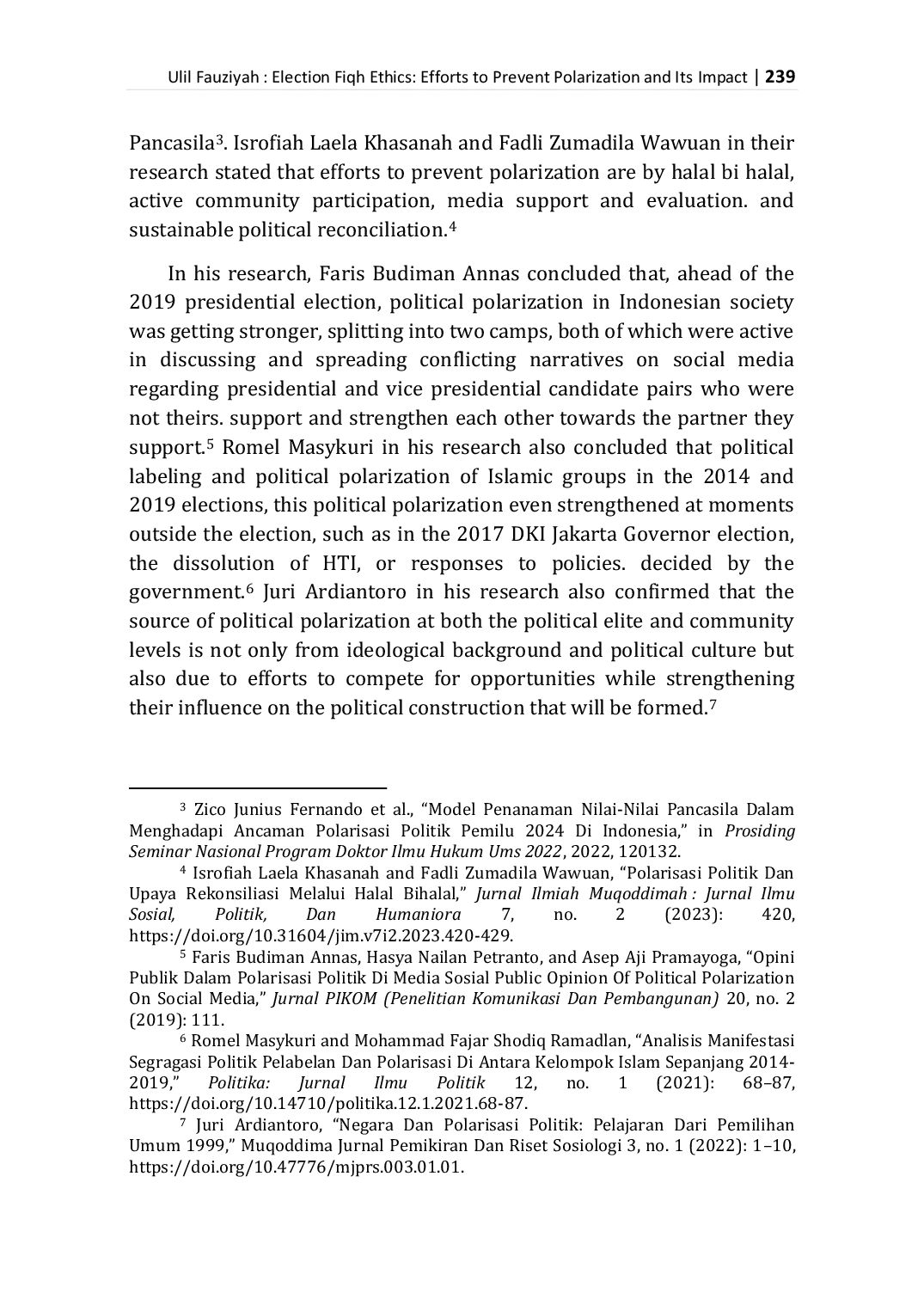 JURIS Election Fiqh Ethics Efforts to Prevent Polarization and Its Impact on the 2024 Election