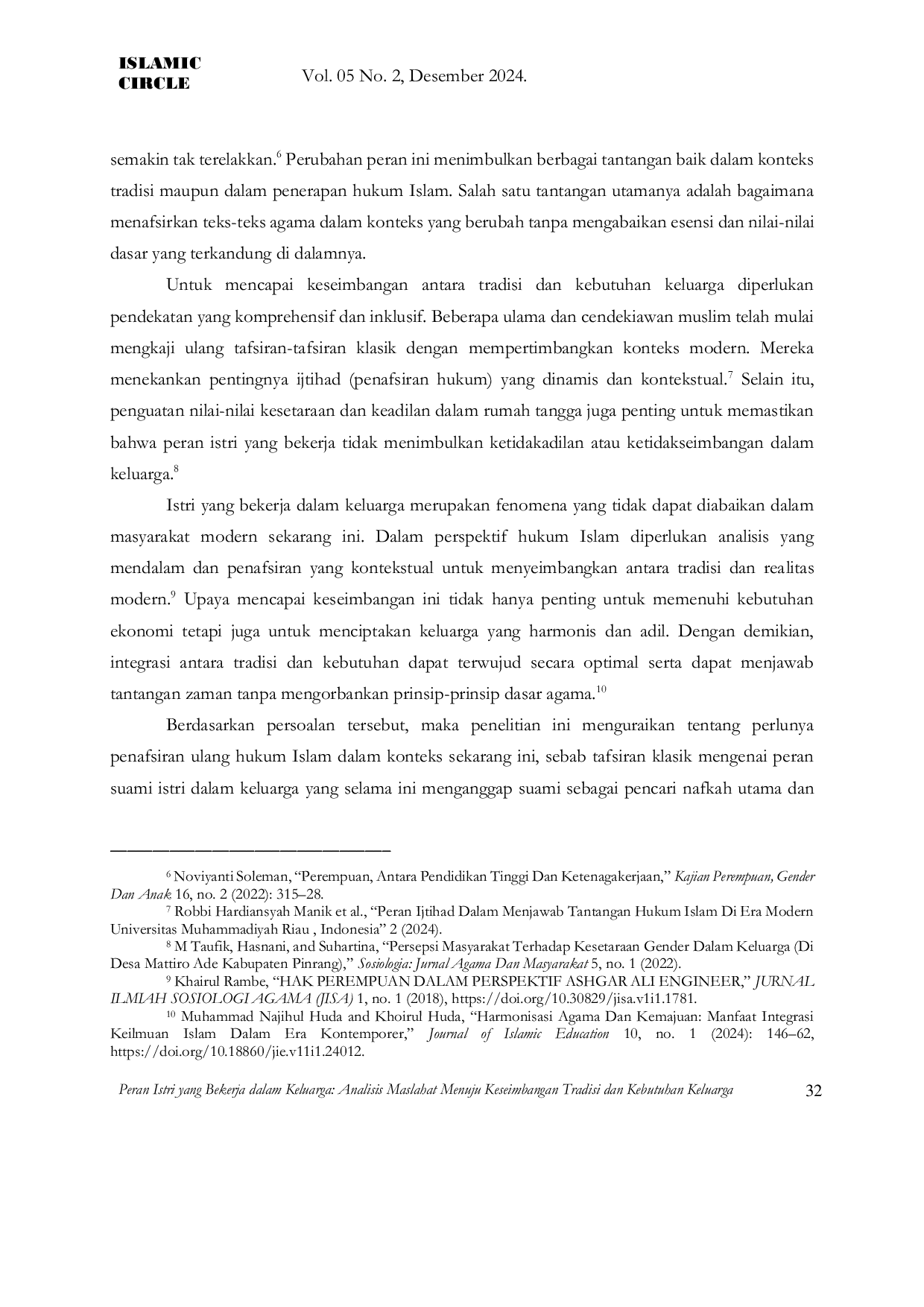 JURIS Peran Istri yang Bekerja dalam Keluarga Analisis Maslahat Menuju Keseimbangan Tradisi dan Kebutuhan Keluarga