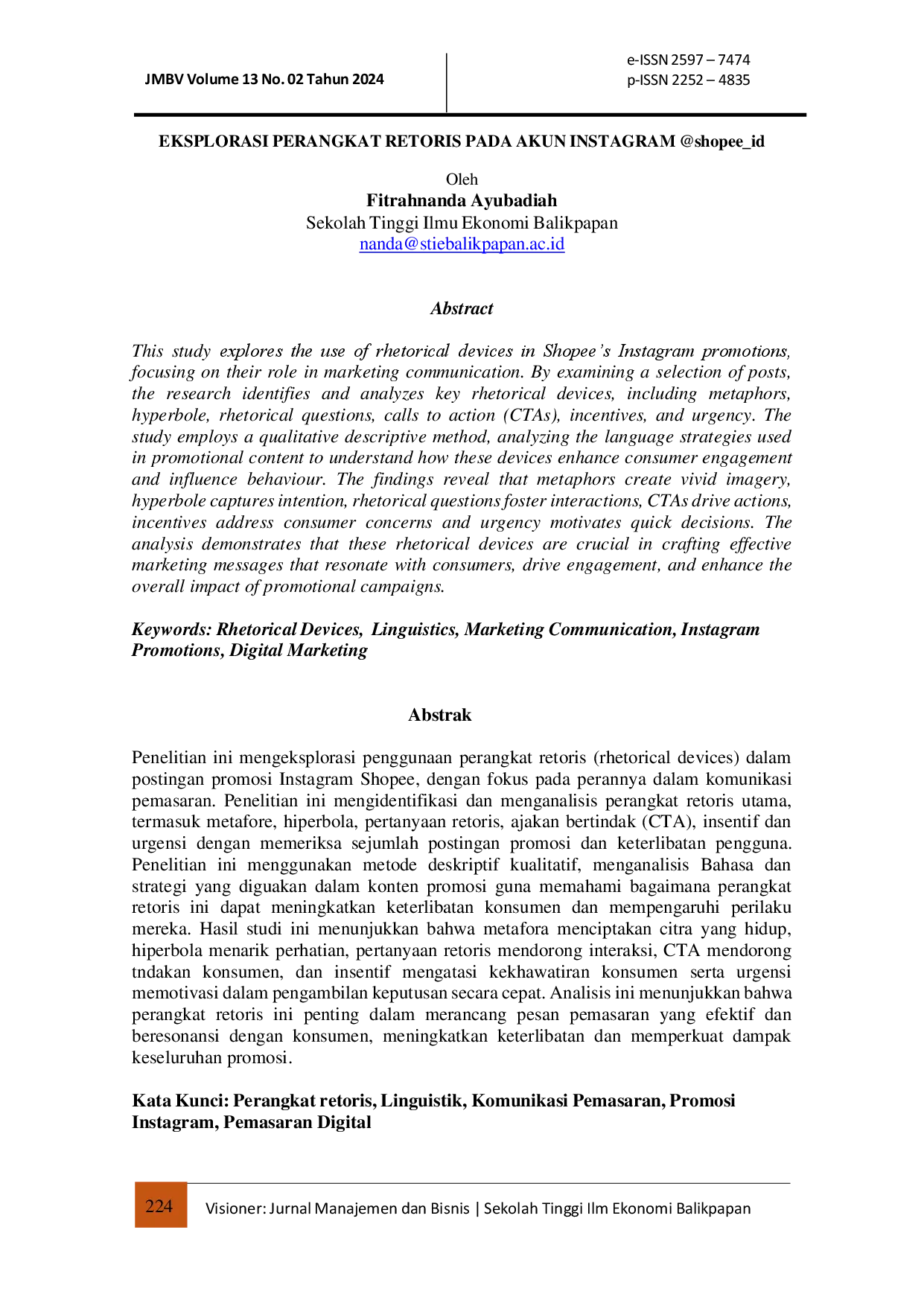 juris EKSPLORASI PERANGKAT RETORIS PADA AKUN INSTAGRAM shopee id EXPLORATION OF RETORIES DEVICES ON shopee id s INSTAGRAM ACCOUNT