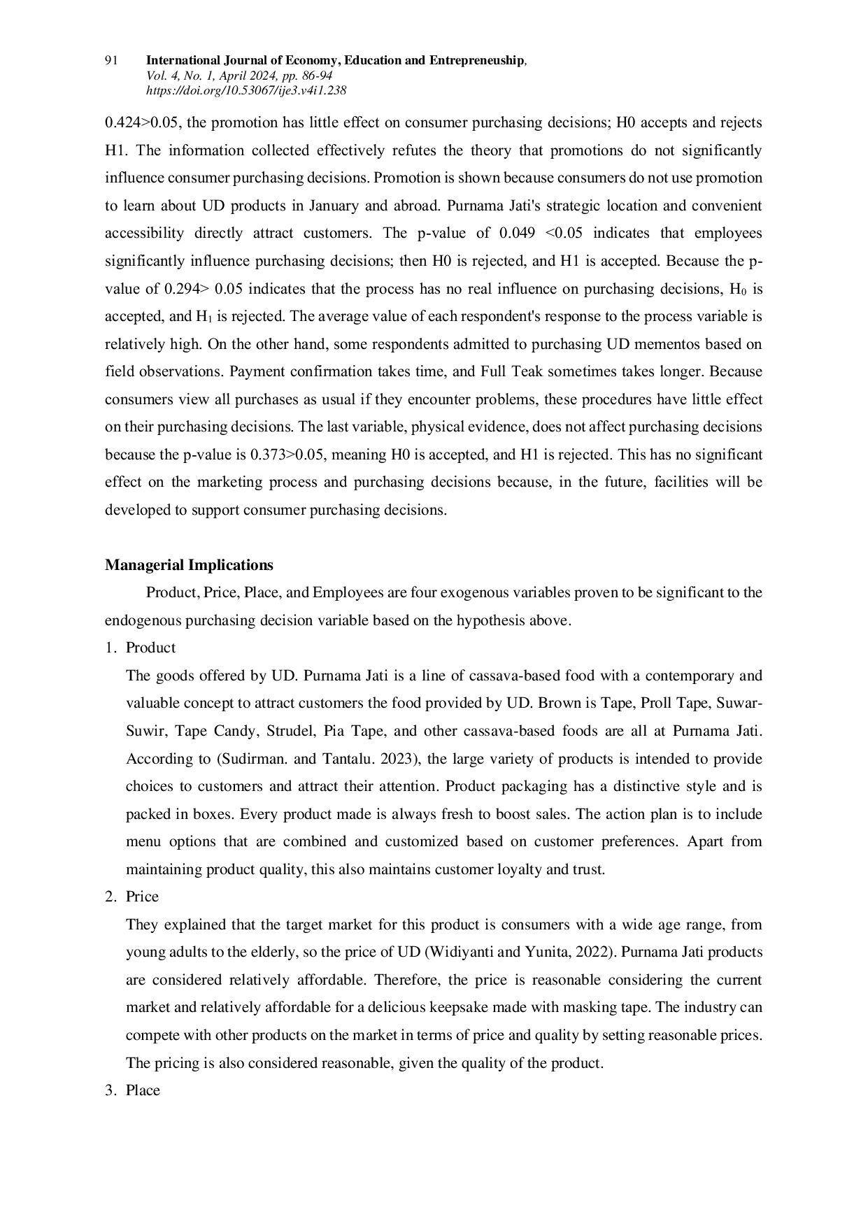 JURIS Analysis of The Marketing Mix Strategy 7P to Increase Sales of Processed Cassava Products at UD Purnama Jati Member