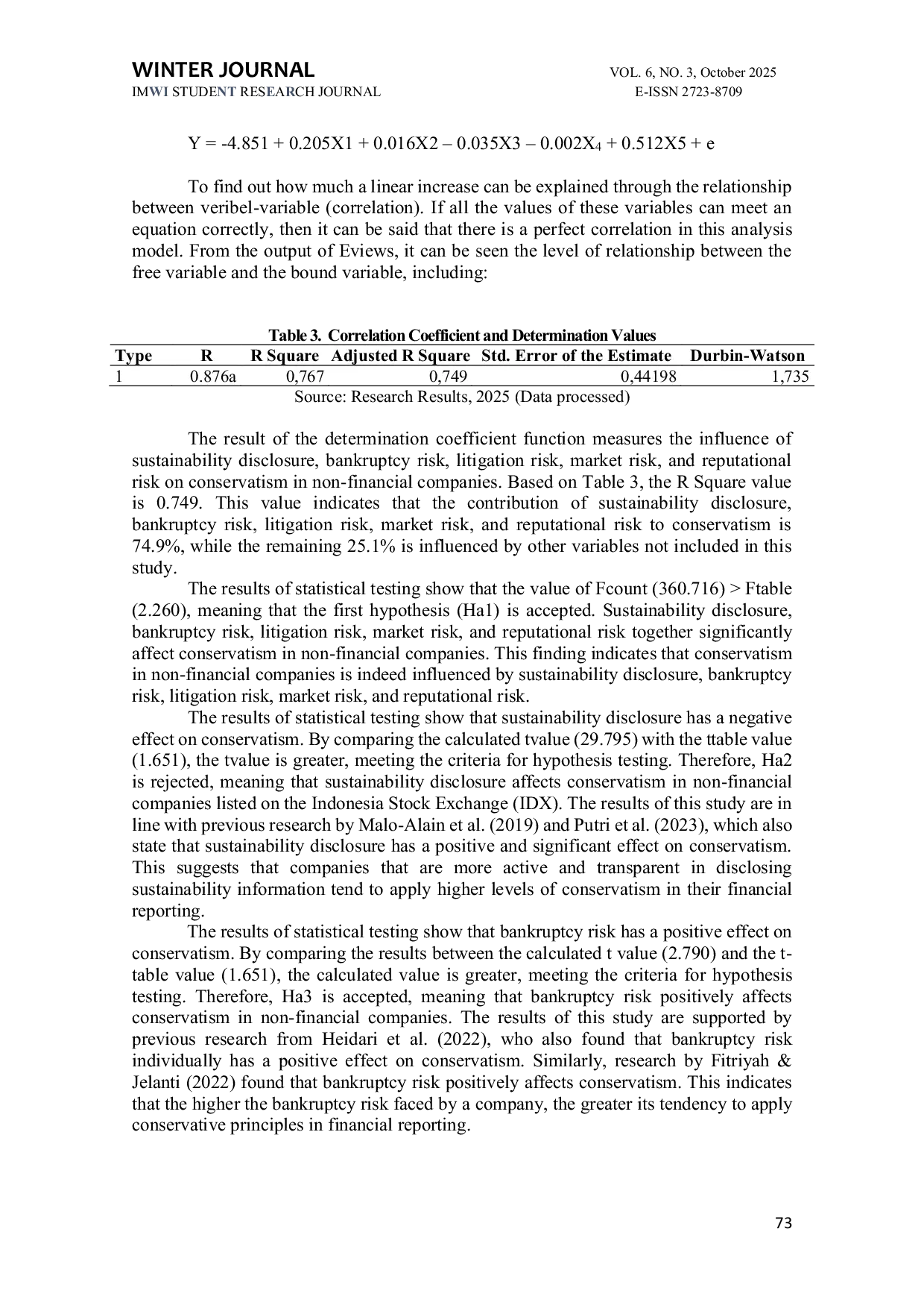 JURIS The Effect of Sustainability Disclosure and Risk on Conservatism