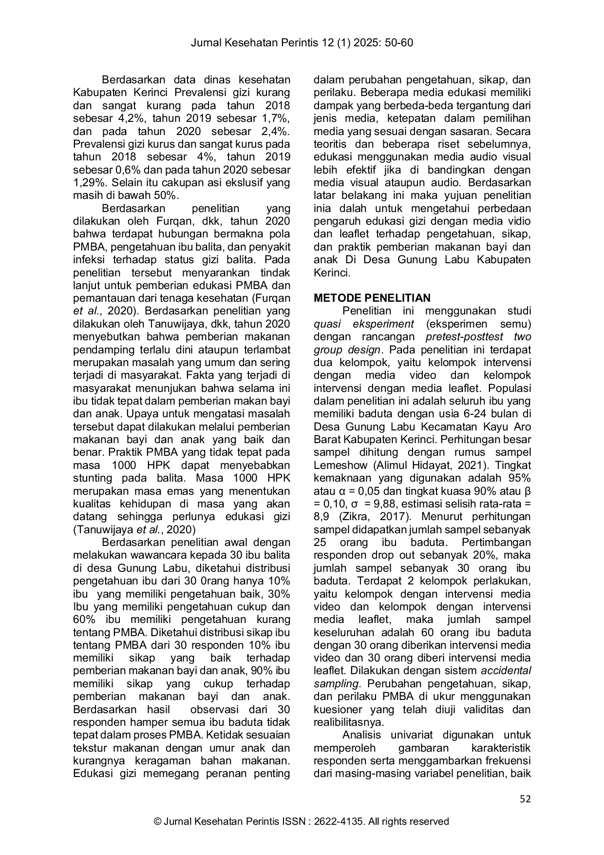 JURIS Media Video dalam Peningkatan Perilaku Pemberian Makanan Bayi Dan Anak