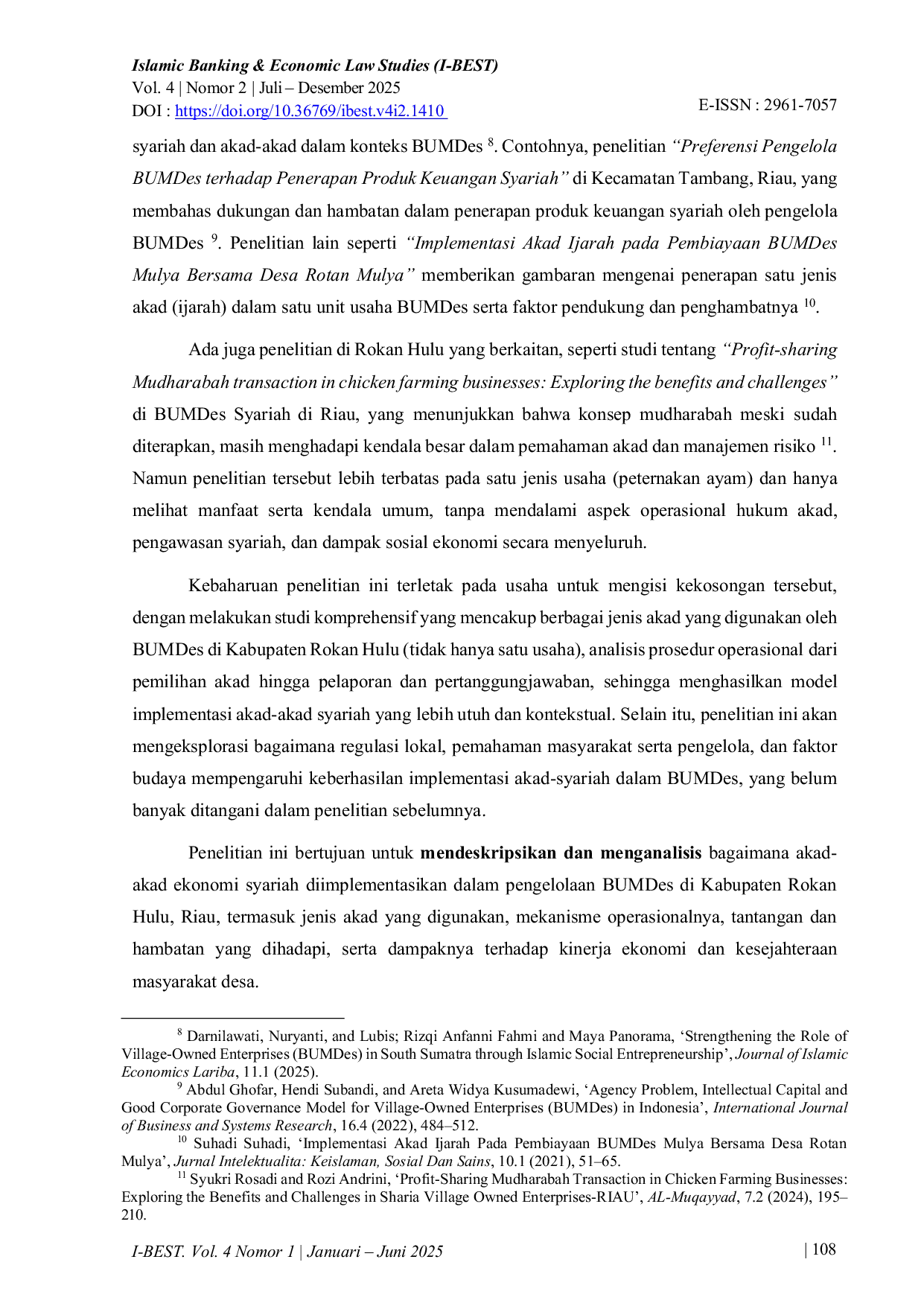 JURIS Implementasi Akad Akad Ekonomi Syariah dalam Pengelolaan Bumdes di Kabupaten Rokan Hulu Riau