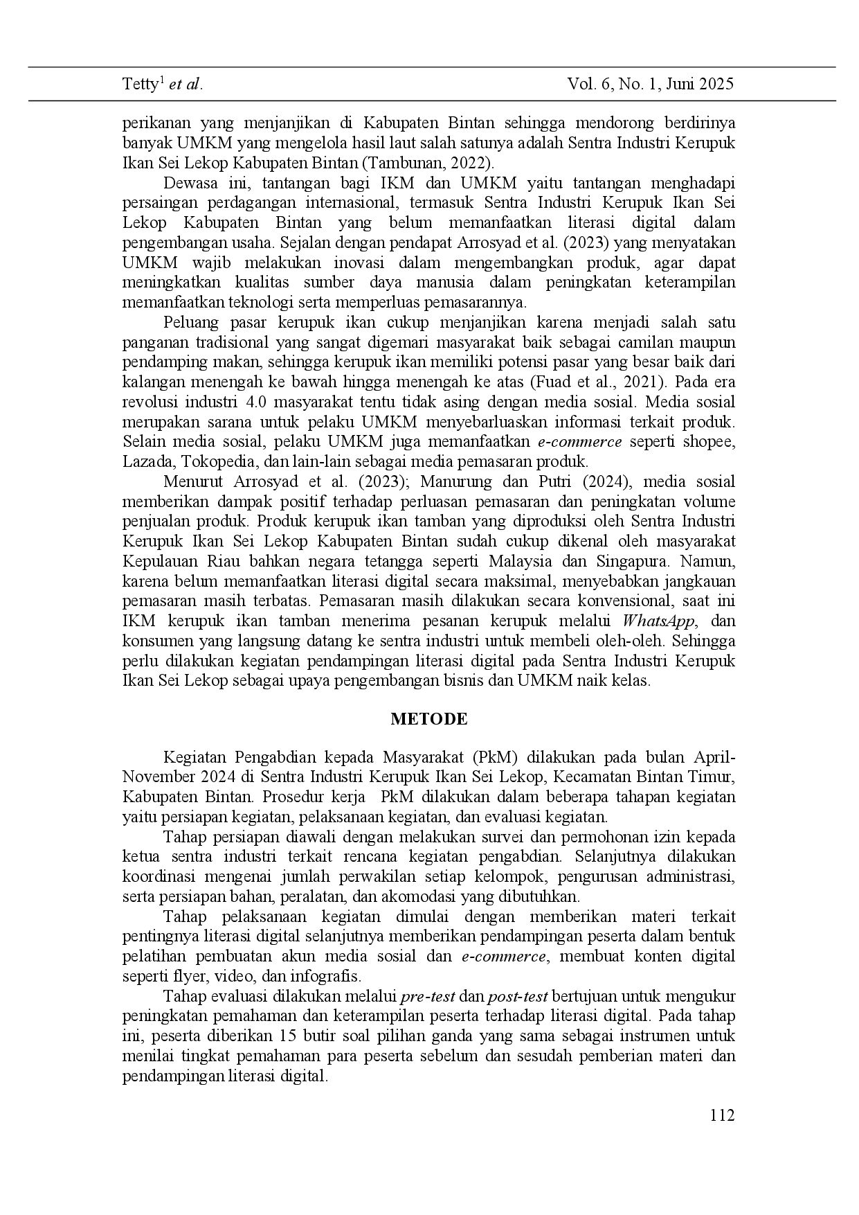 juris Digital Literacy Assistance to the Sei Lekop Fish Crackers Industry Centre as an Effort to Develop Business and Upgrade MSMEs