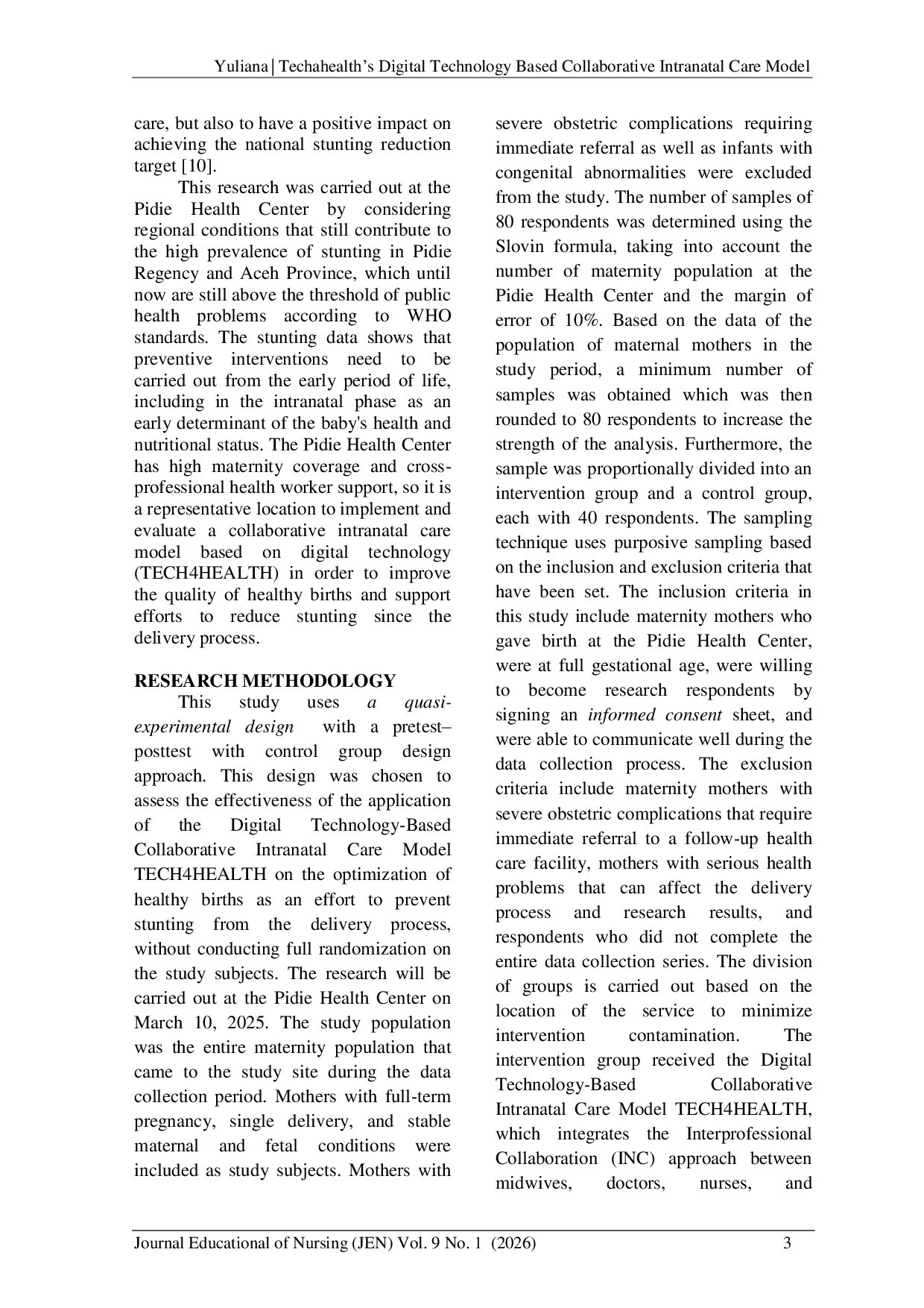 JURIS Techahealth s Digital Technology Based Collaborative Intranatal Care Model for Optimizing Healthy Births in Stunting Prevention