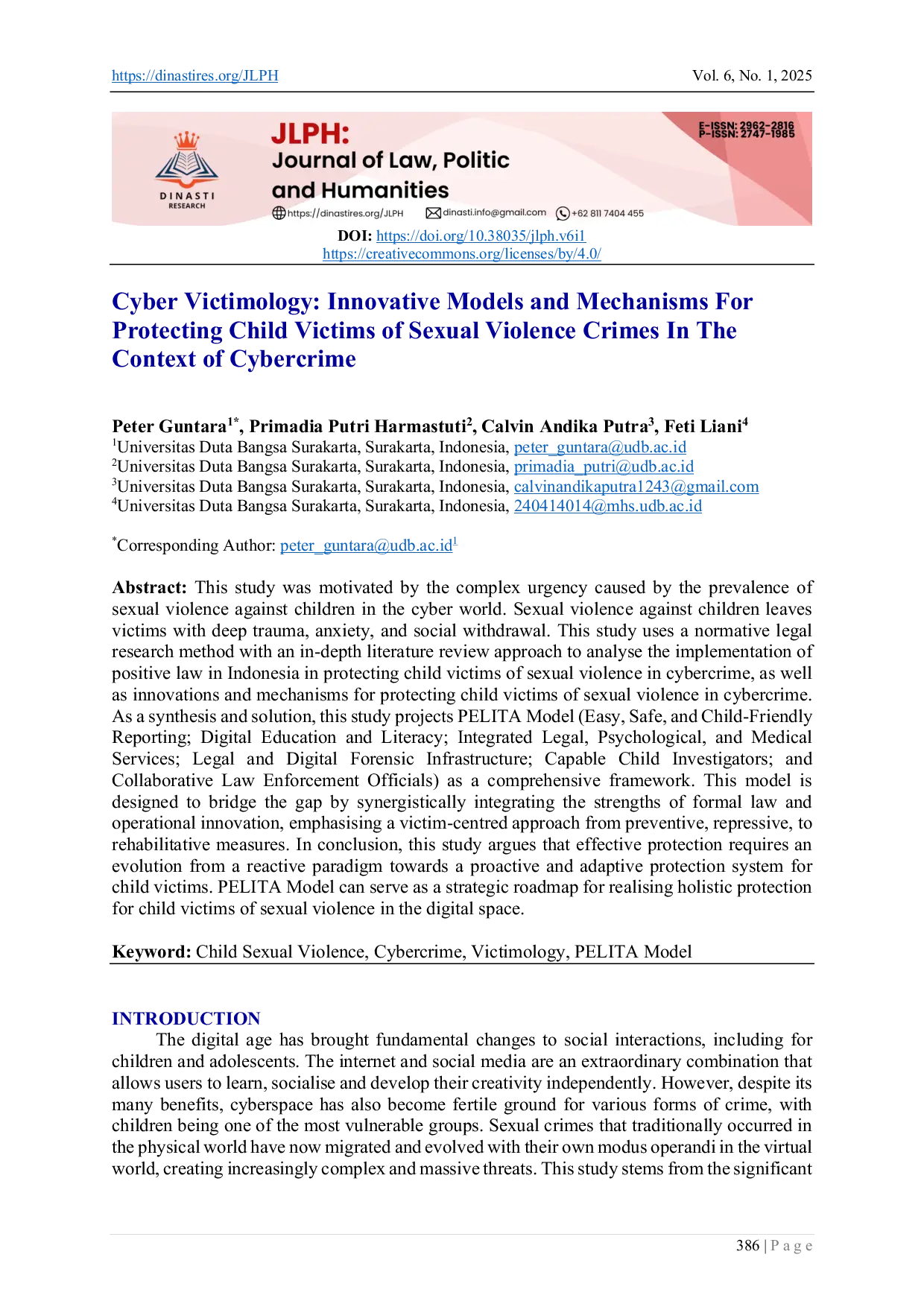 JURIS Cyber Victimology Innovative Models and Mechanisms for Protecting Child Victims of Sexual Violence Crimes in the Context of Cybercrime
