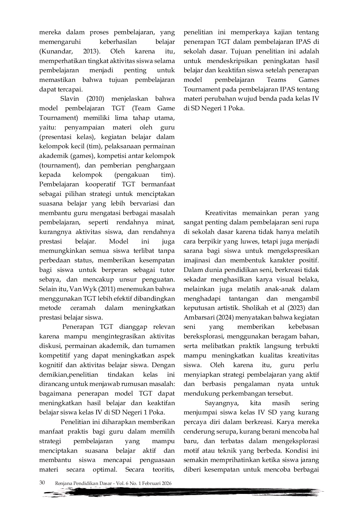 JURIS Penerapan Model Pembelajaran Tgt Untuk Meningkatkan Hasil Belajar Dan Keaktifan Siswa Kelas Iv Sd Negeri 1 Poka