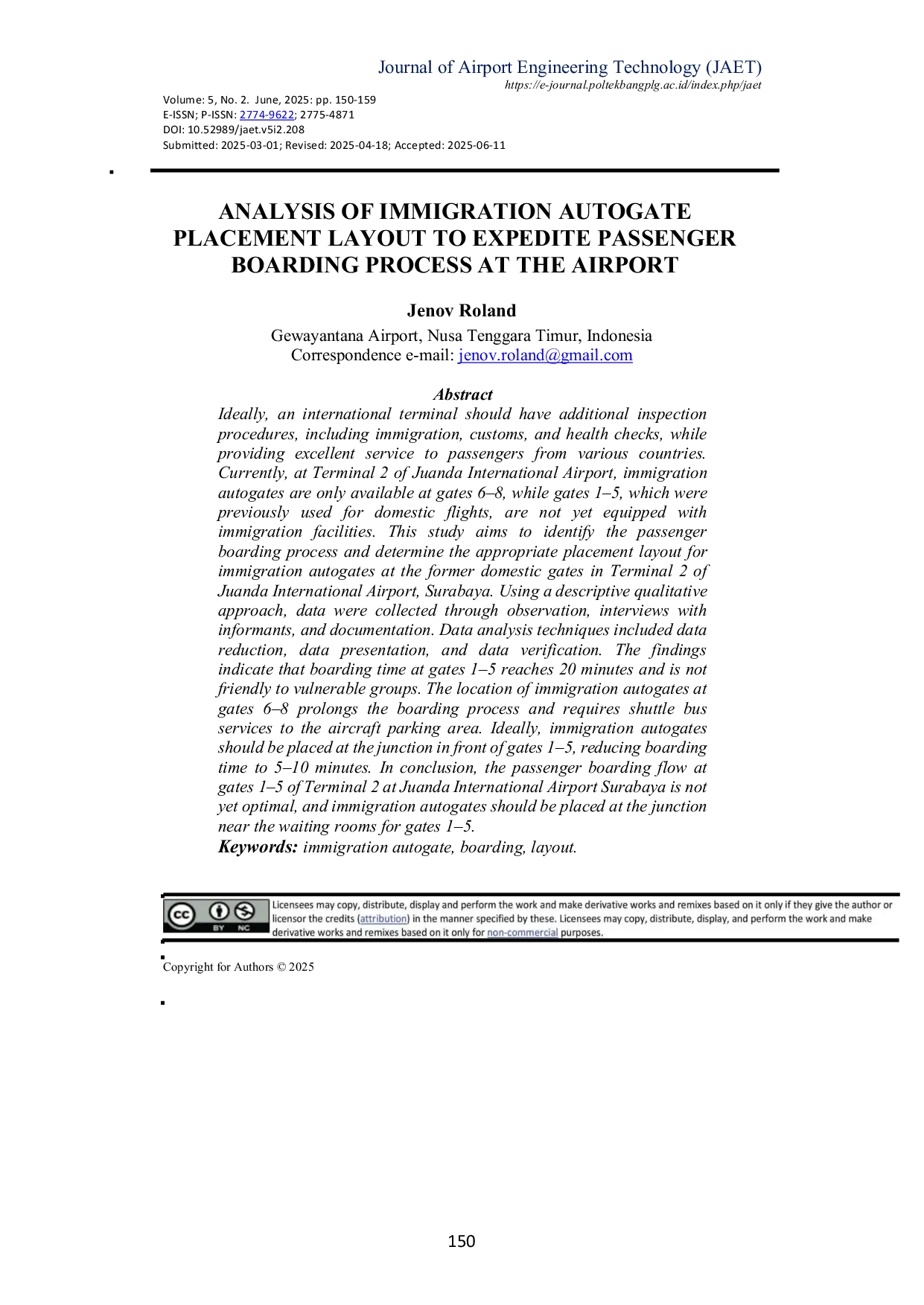 JURIS Analysis of Immigration Autogate Placement Layout to Expedite Passenger Boarding Process at the Airport