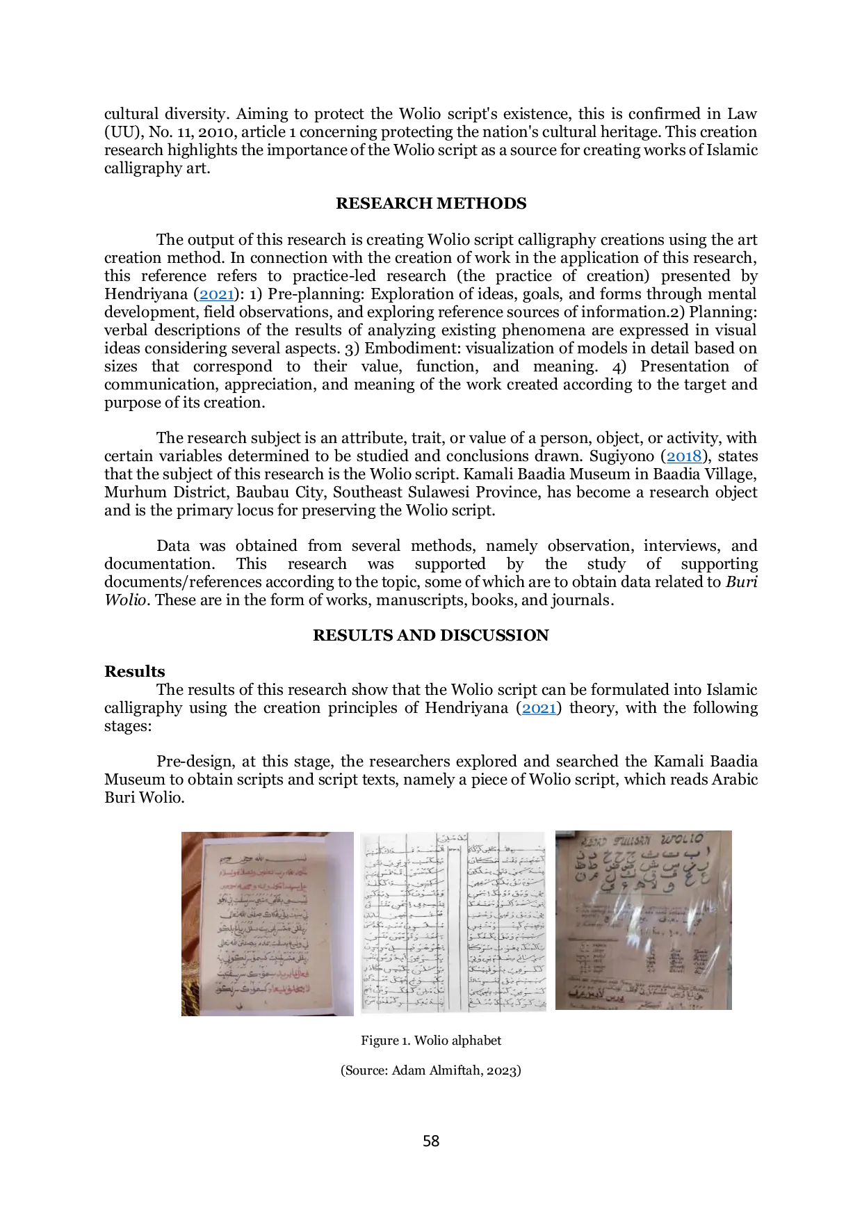 JURIS Wolio Scripture as a Source of Inspiration in the Creation of Islamic Calligraphy Art