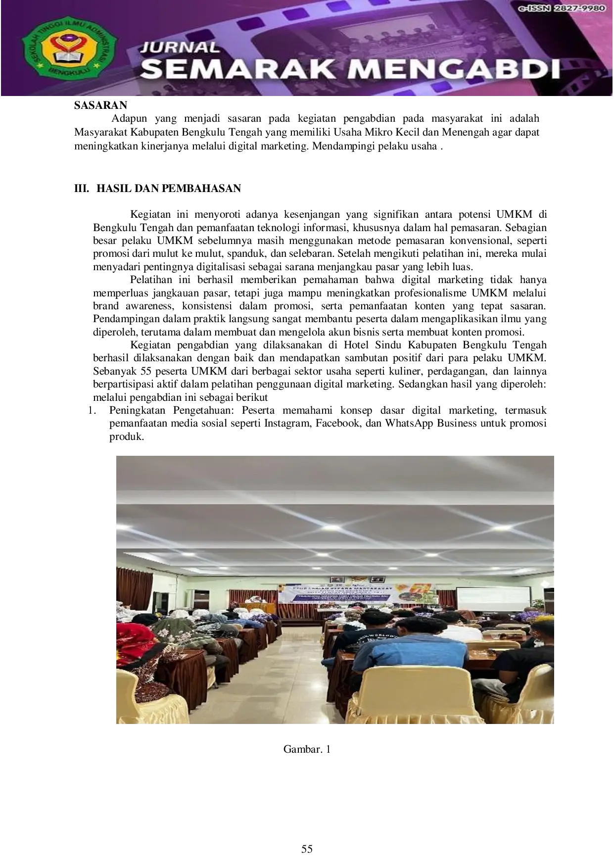JURIS Penggunaan Digital Marketing Untuk Meningkatkan Kinerja dan Omset Penjualan UMKM di Kabupaten Bengkulu Tengah