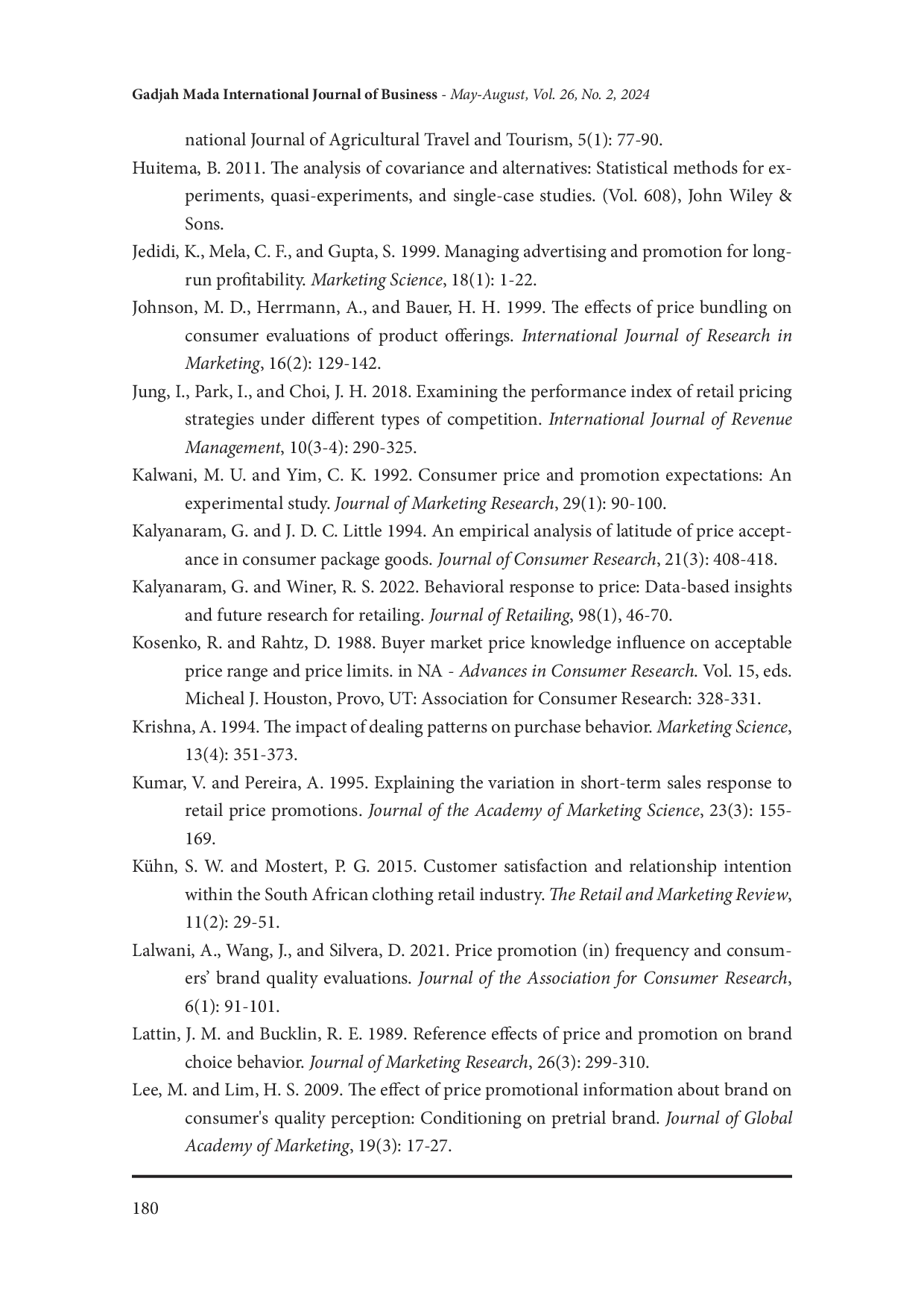 juris Examination of Consumers Perceived Quality and Willingness to Buy in the Context of Price Variability and Frequency of Price Change A Study of Retail Products