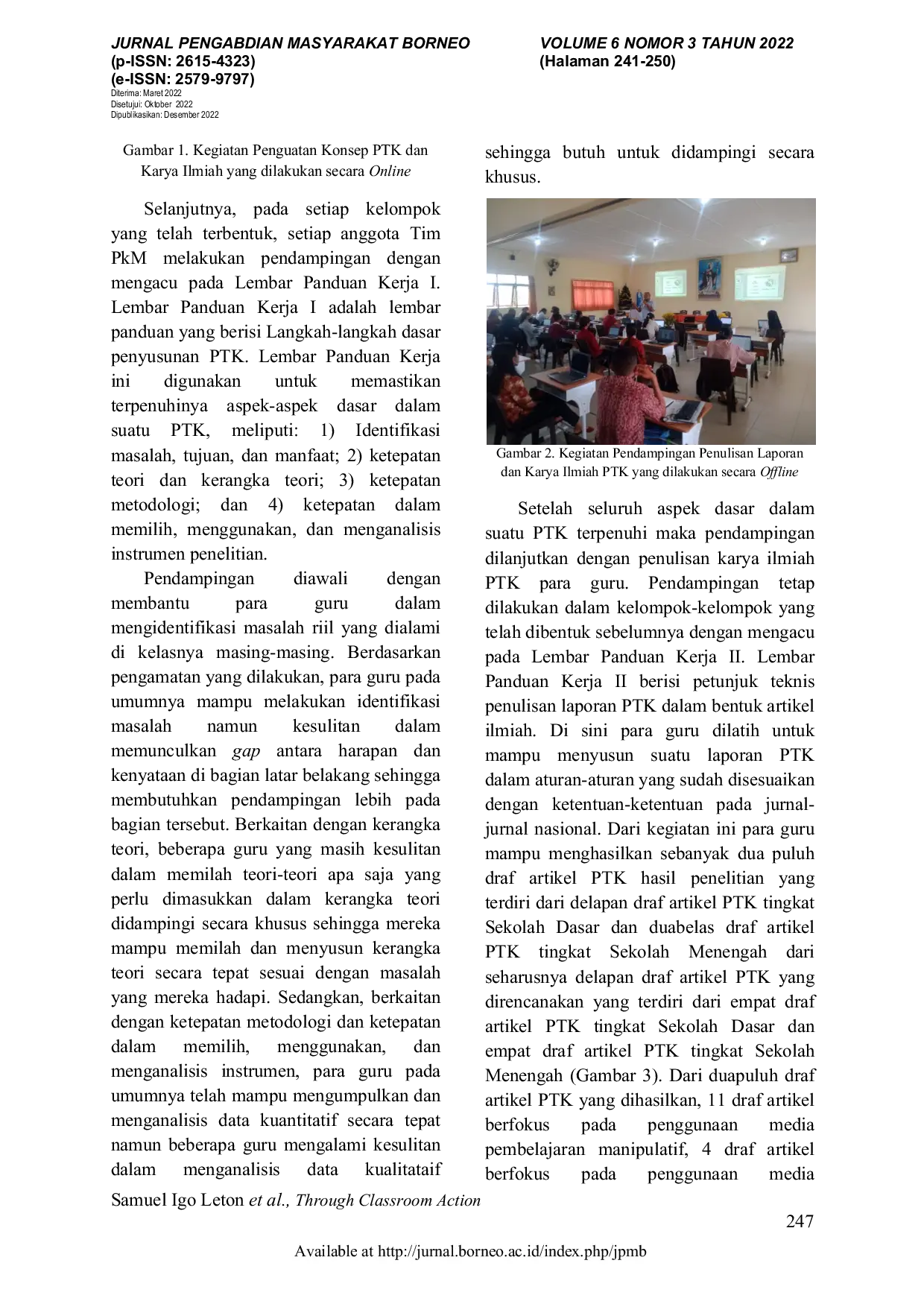 JURIS Through Classroom Action Research Training and Scientific Article Writing Assistance