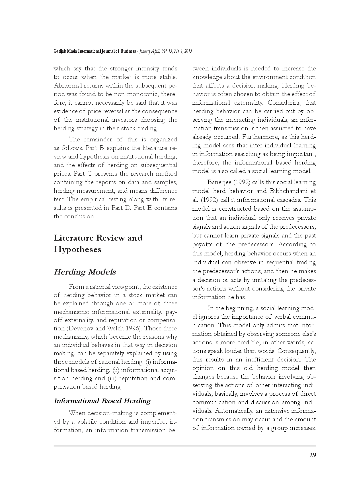 juris Detecting the Existence of Herding Behavior in Intraday Data Evidence from the Indonesia Stock Exchange