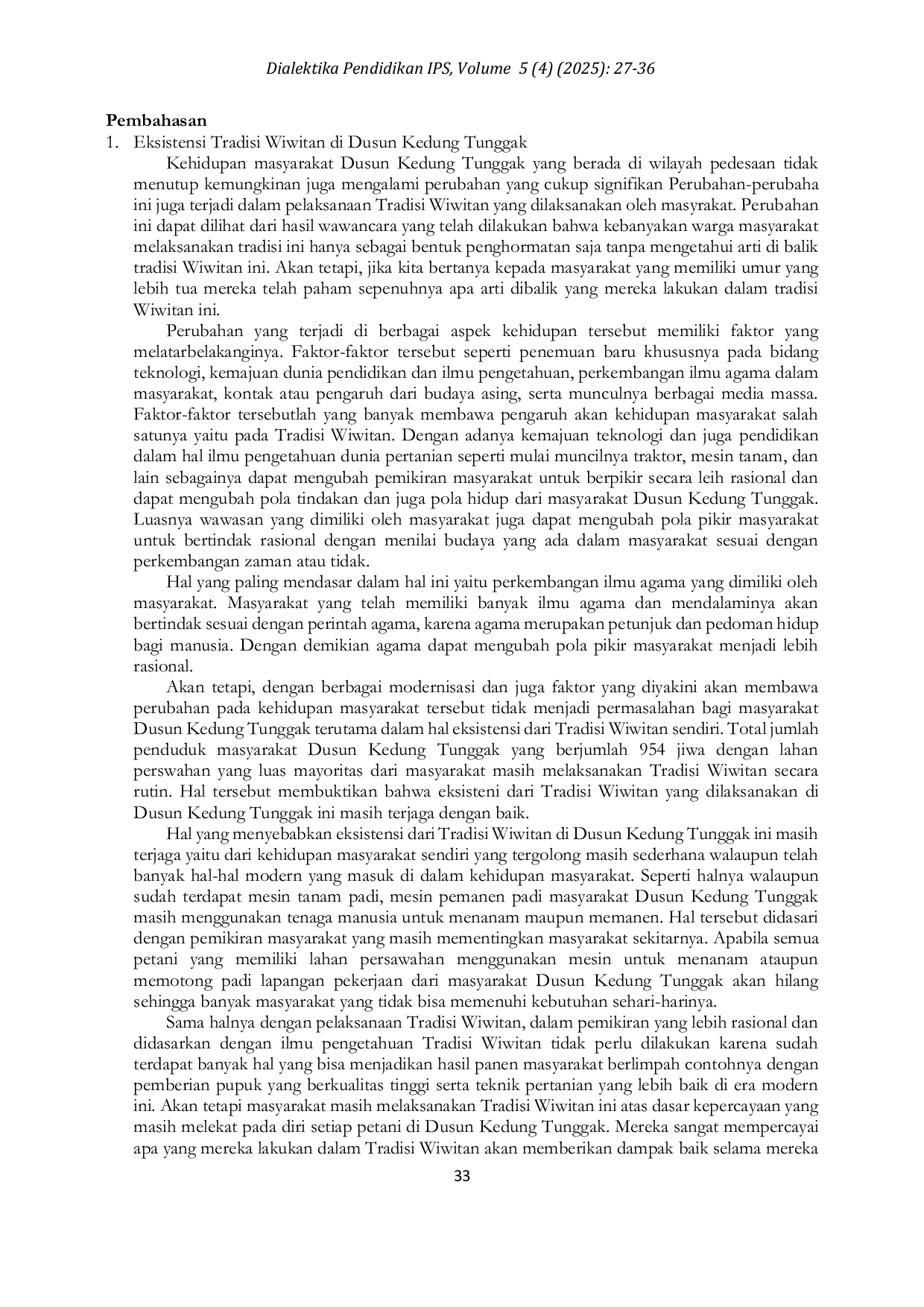 JURIS Eksistensi Tradisi Wiwitan dan Kontribusinya terhadap Pembelajaran IPS Berbasis Kearifan Lokal