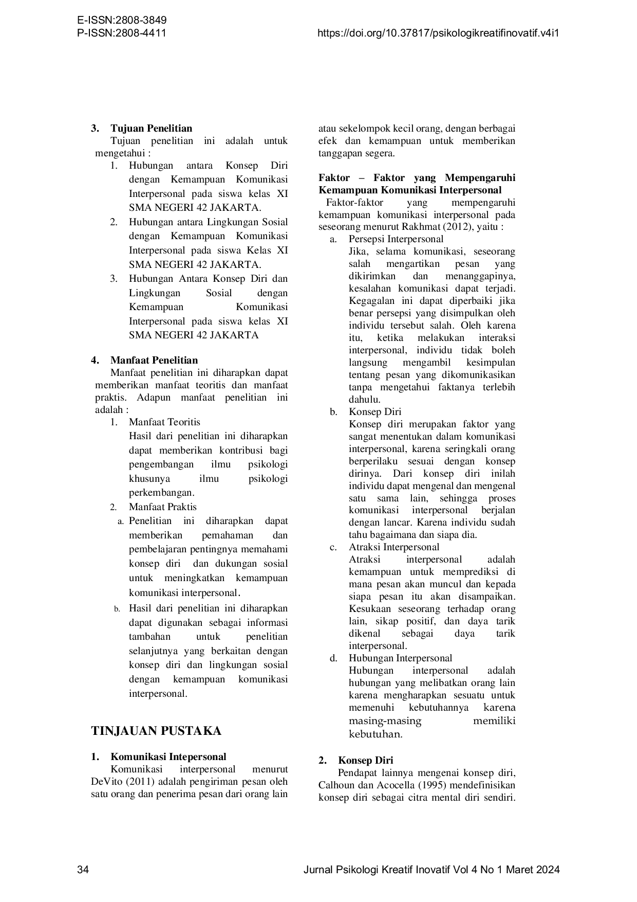 JURIS Hubungan Antara Konsep Diri dan Lingkungan Sosial Dengan Kemampuan Komunikasi Interpersonal Di SMA Negeri 42 Jakarta