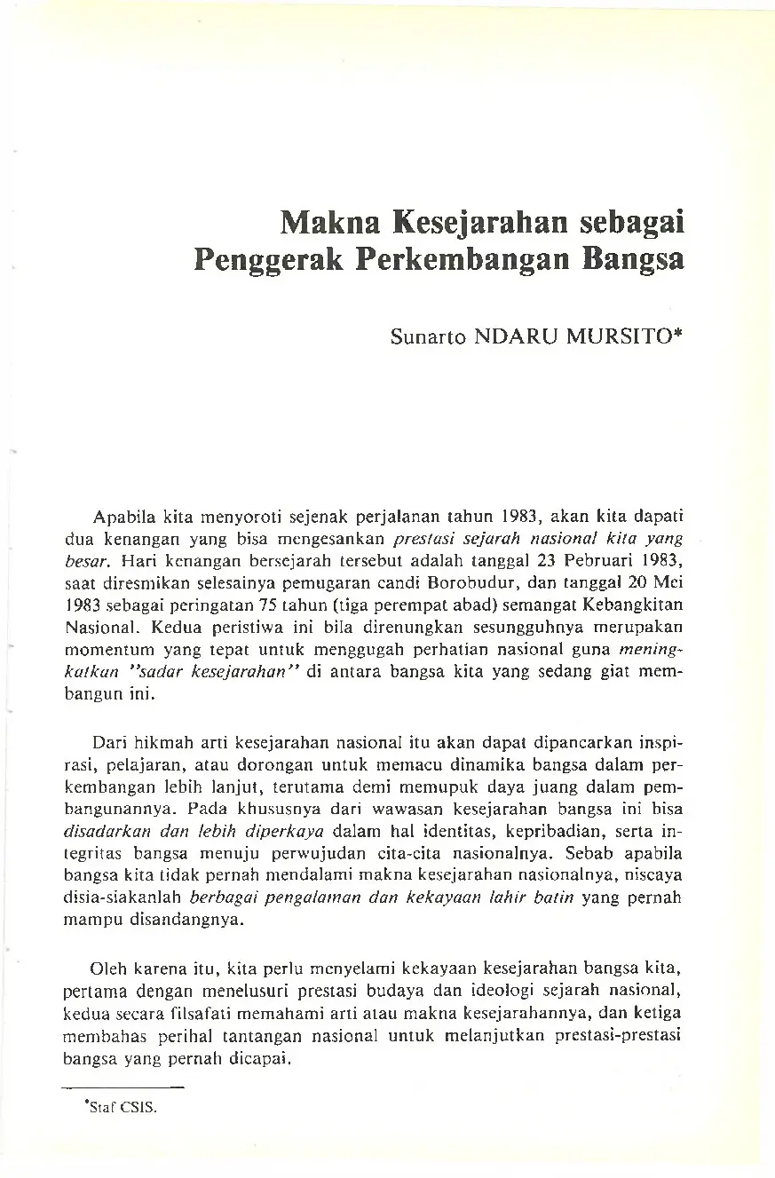 JURIS Makna Kesejarahan sebagai Penggerak Perkembangan Bangsa