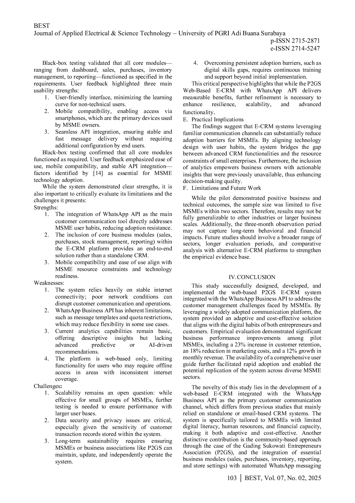 JURIS P2GS Web Based E CRM with WhatsApp API for MSME Customer Engagement