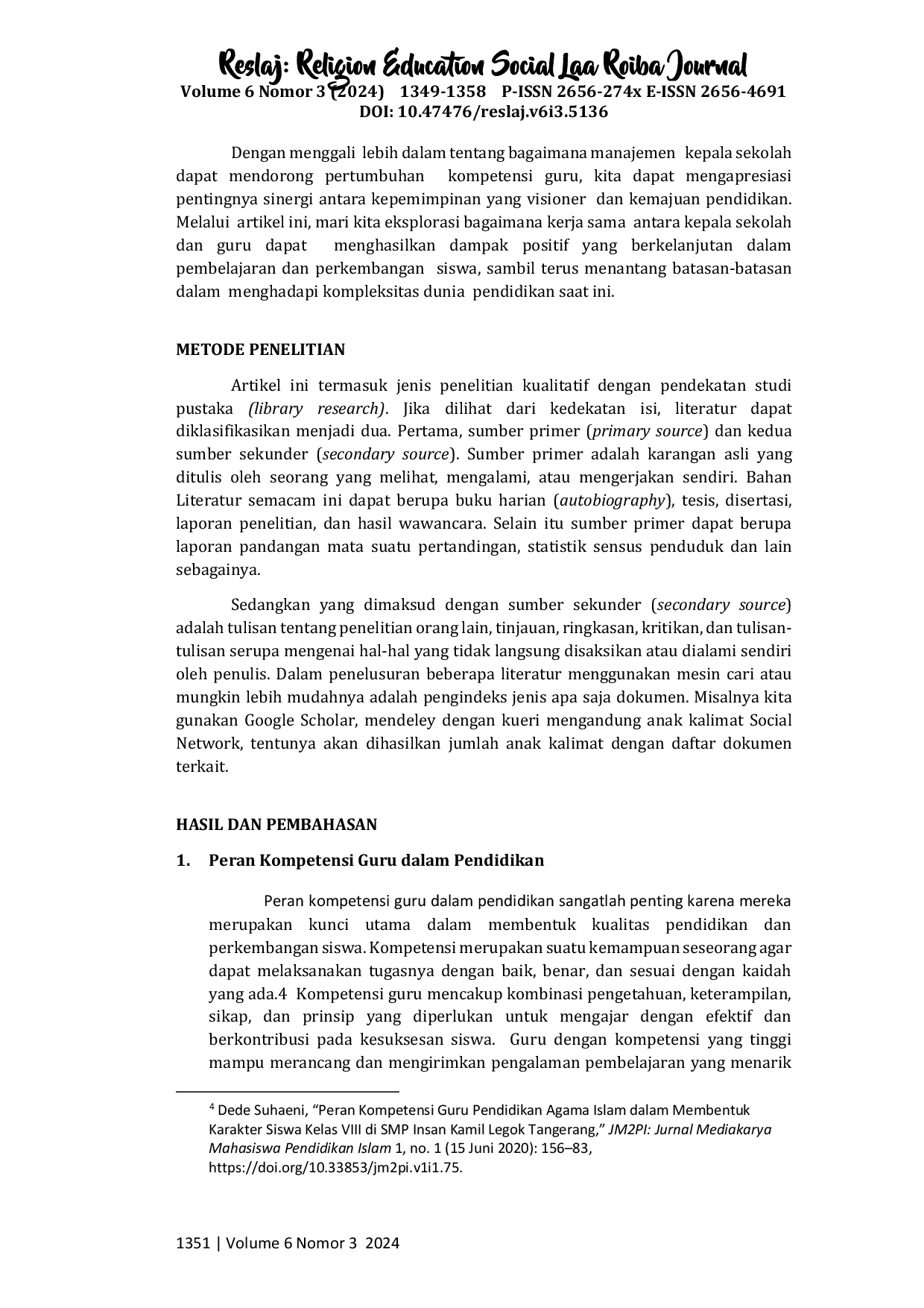 JURIS Analisis Manajemen Kepala Sekolah dalam Meningkatkan Kompetensi Guru pada Lembaga Pendidikan