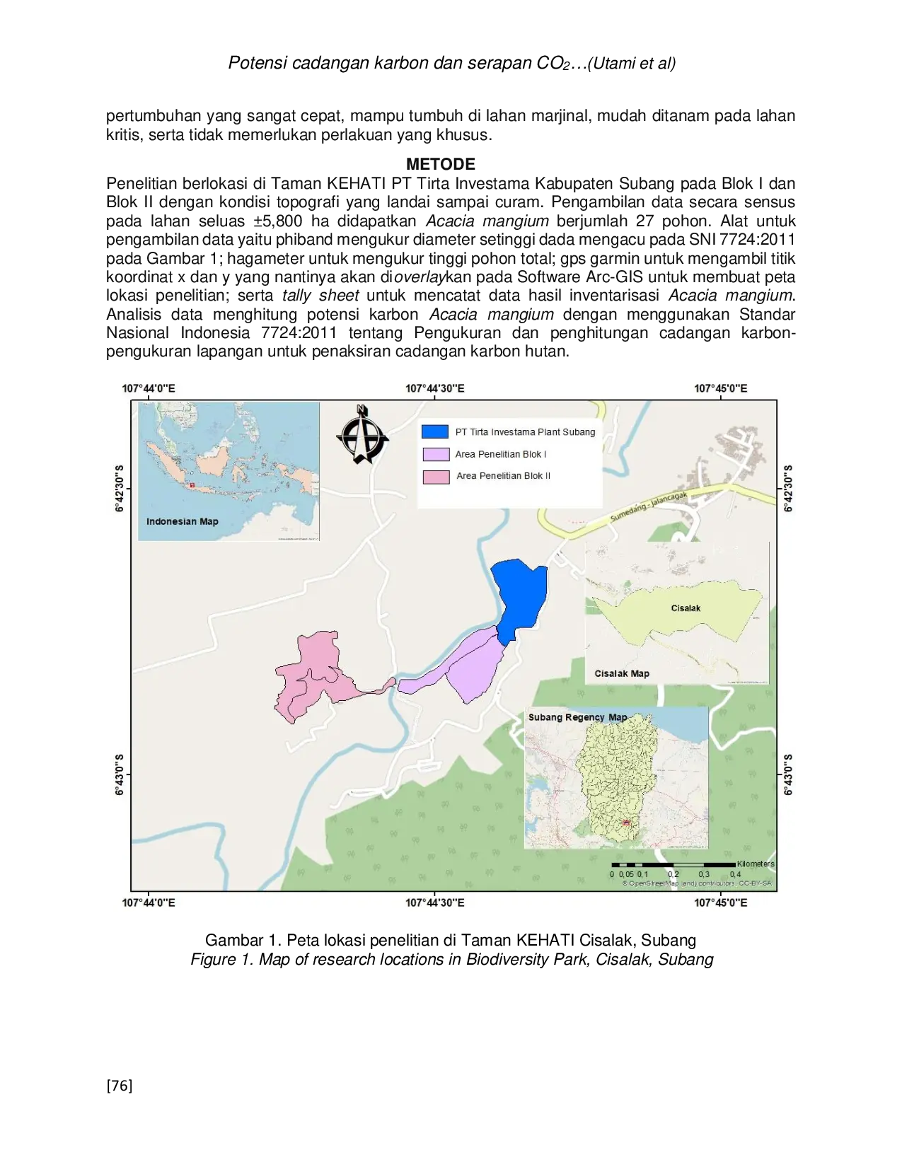 JURIS Potensi Cadangan Karbon Dan Serapan Co2 Acacia Mangium Di Taman Keanekaragaman Hayati Pt Tirta Investama Cisalak Subang