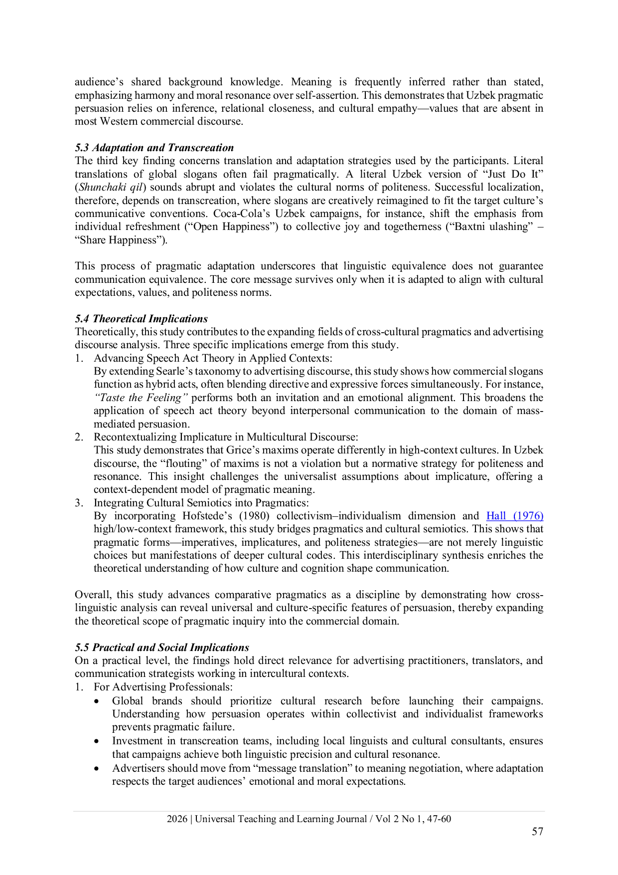 JURIS Pragmatic persuasion in English and Uzbek ads Speech acts implicature cultural adaptation
