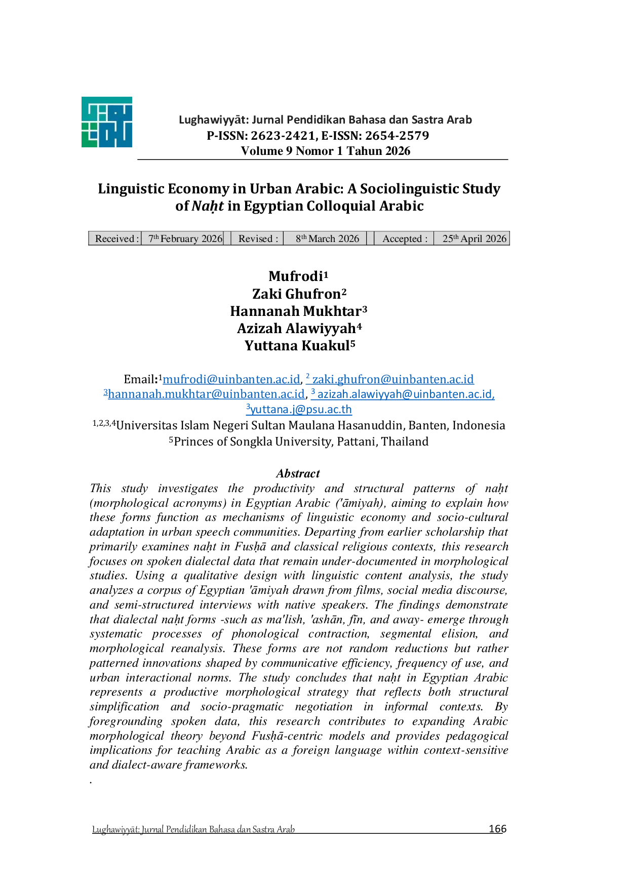 JURIS Linguistic Economy in Urban Arabic A Sociolinguistic Study of Naut in Egyptian Colloquial Arabic