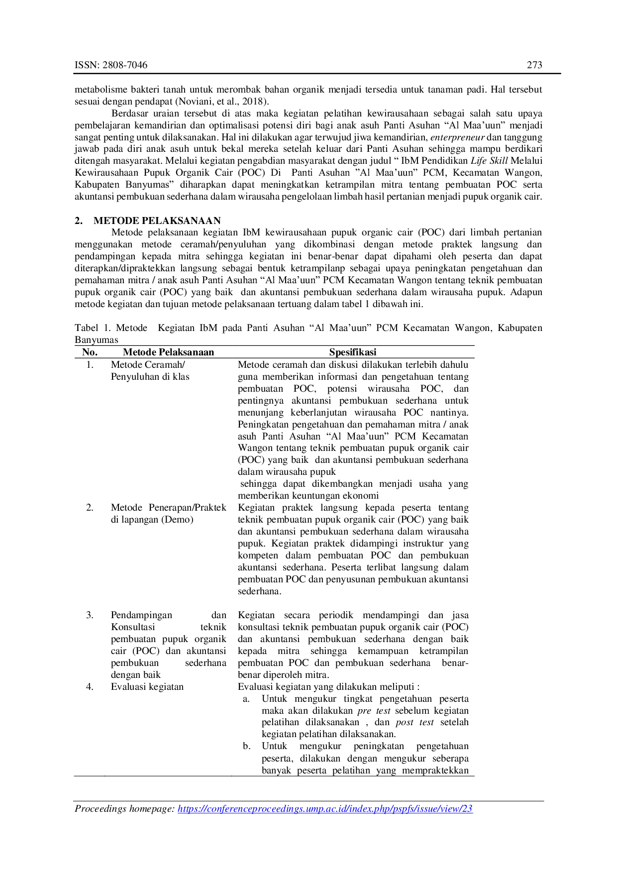 JURIS Pendidikan Life Skill Melalui Kewirausahaan Pupuk Organik Cair POC di Panti Asuhan Al Maa uun PCM Kecamatan Wangon Kabupaten Banyumas