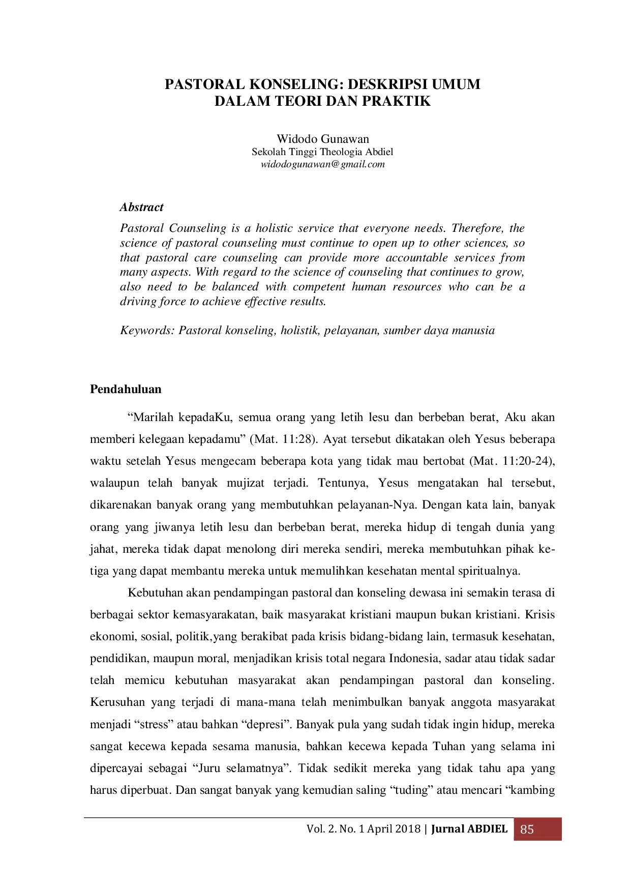 JURIS Pastoral KonseLing Deskripsi Umum Dalam Teori Dan Praktik