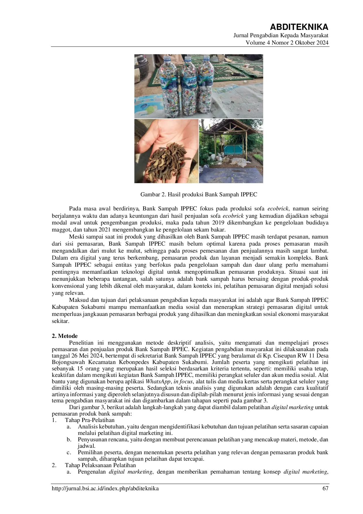 JURIS Pelatihan Digital Marketing Dalam Upaya Pengembangan Pemasaran Produk Bank Sampah IPPEC Kabupaten Sukabumi