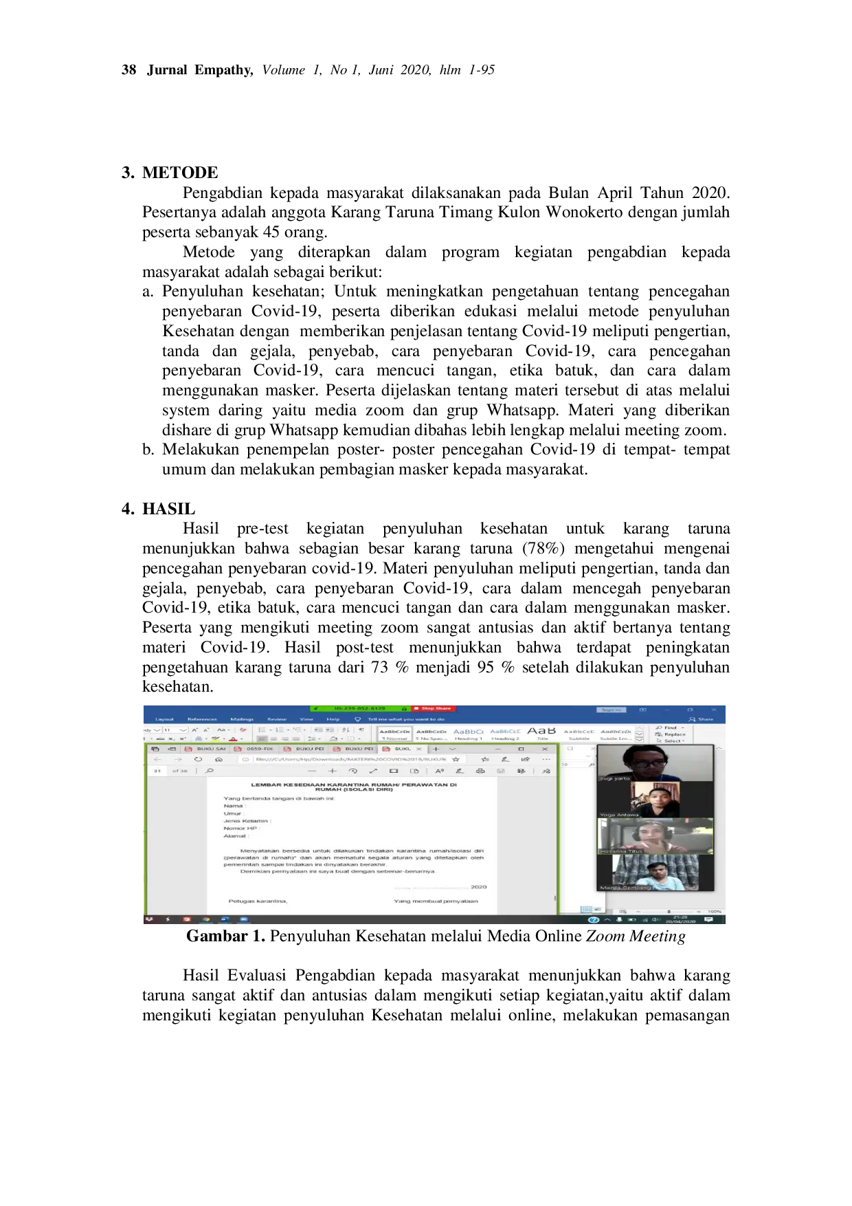 JURIS Pemberdayaan Karang Taruna dalam Pencegahan Penyebaran Covid 19 di Desa Wonokerto Kecamatan Wonogiri