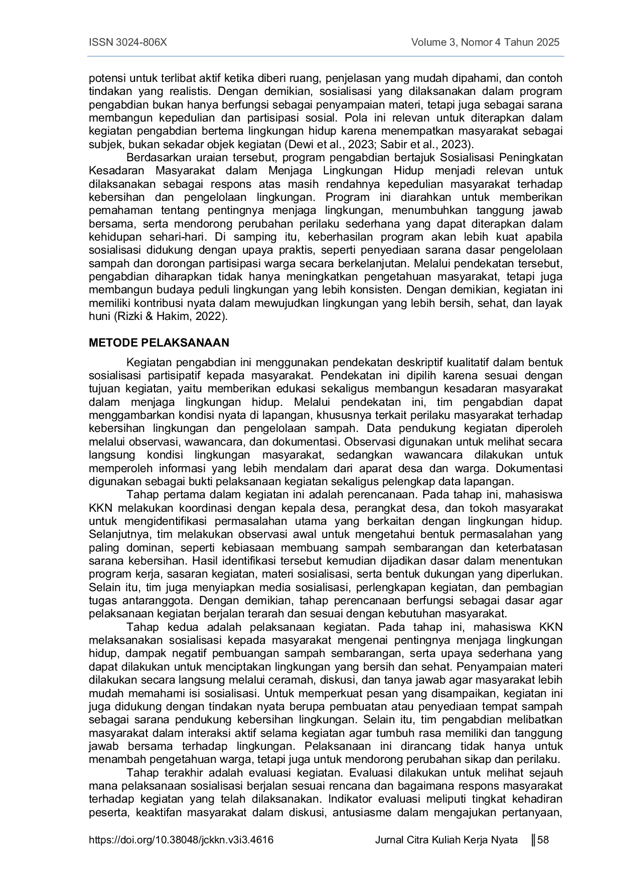 JURIS Sosialisasi Peningkatan Kesadaran Masyarakat Dalam Menjaga Lingkungan Hidup