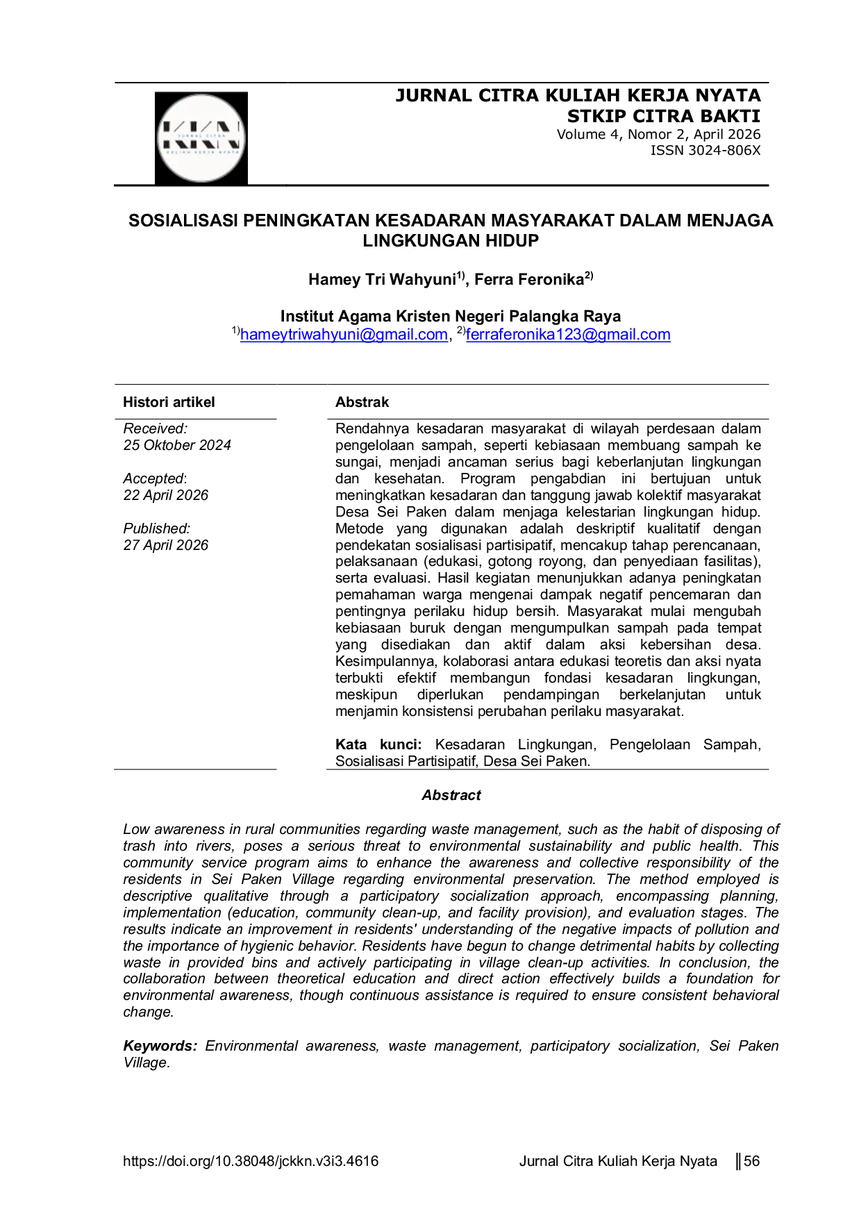 JURIS Sosialisasi Peningkatan Kesadaran Masyarakat Dalam Menjaga Lingkungan Hidup