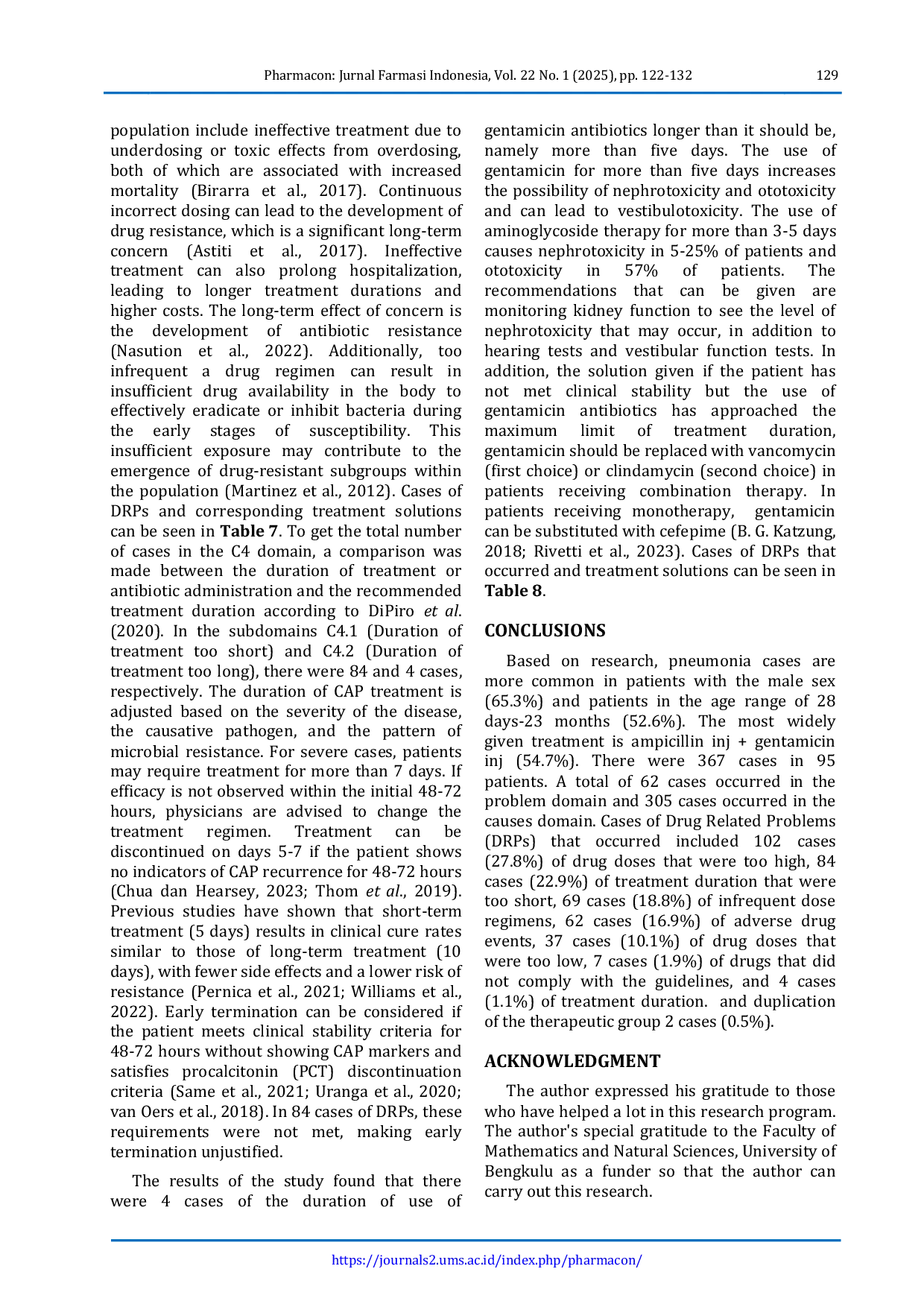 JURIS Identification of Drug Related Problems DRPs Use of Antibiotics in Pediatric Pneumonia Patients at General Hospital Bengkulu City