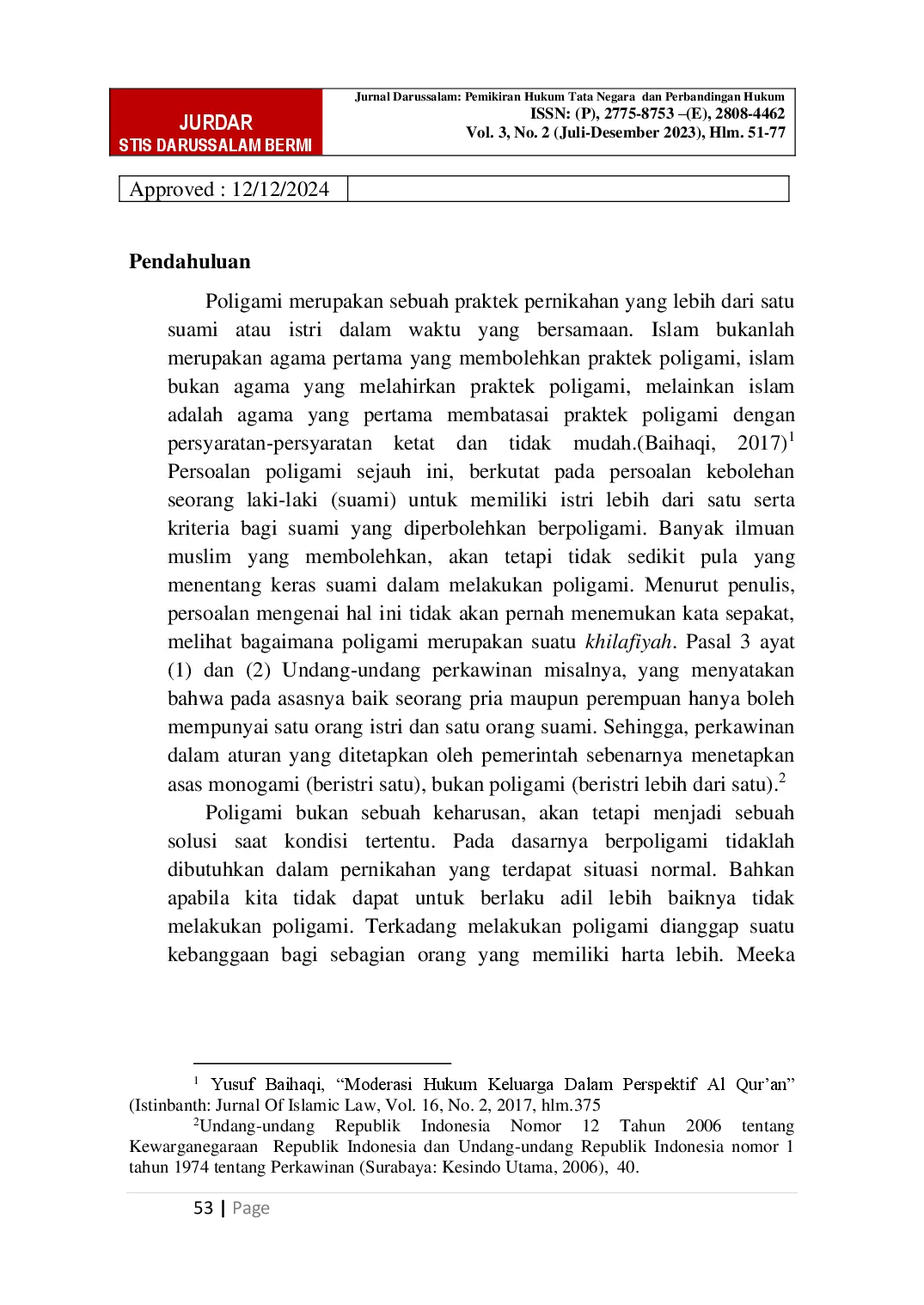 juris Implementasi Keadilan Menurut Pandangan Suami Istri Dalam Perkawinan Poligami Di Kecamatan Praya Tengah Kabupaten Lombok Tengah