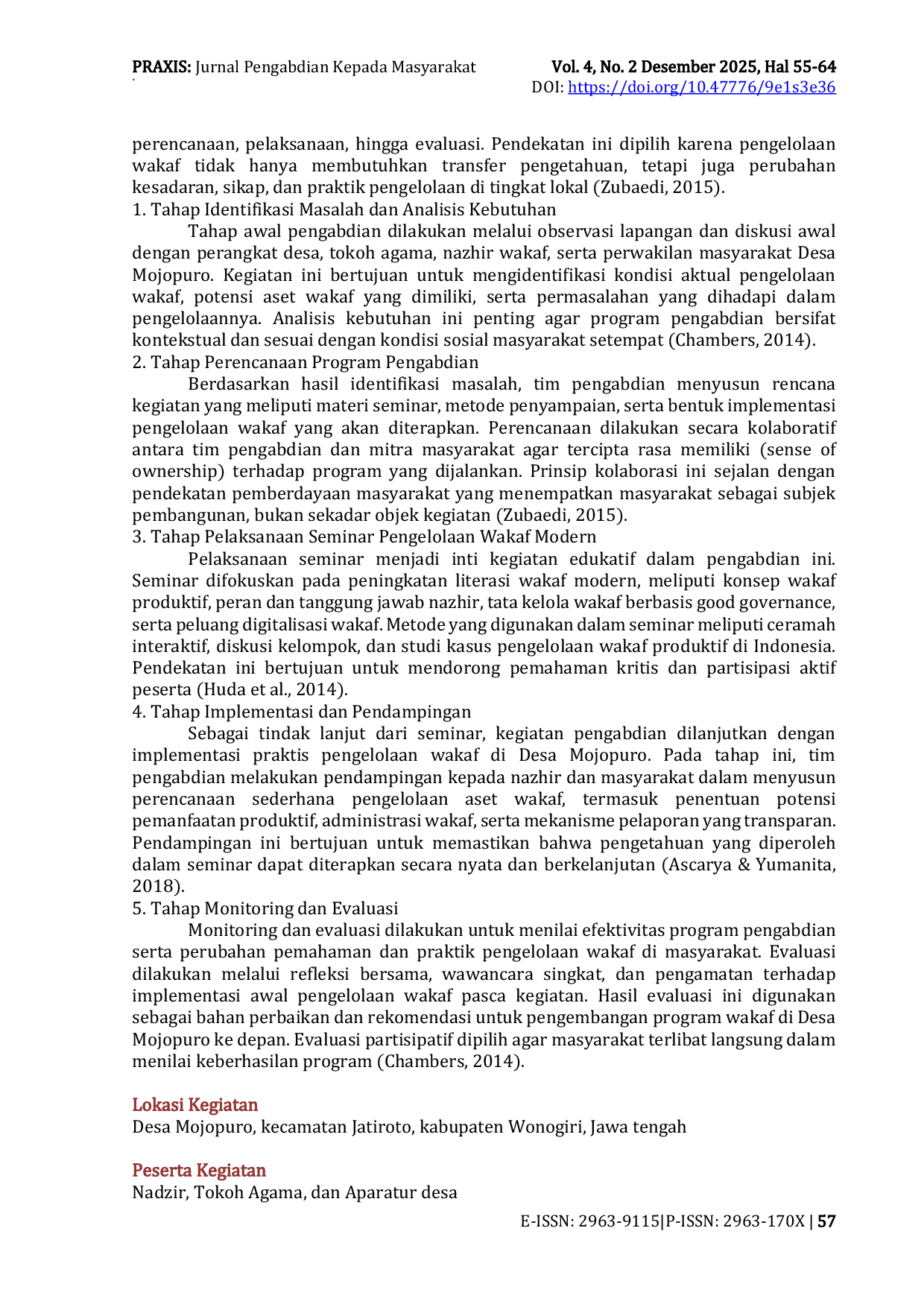 JURIS Optimalisasi Pengelolaan Wakaf di Era Modern Hasil Seminar dan Implementasi dalam Pengabdian Kepada Masyarakat di Desa Mojopuro Wonogiri