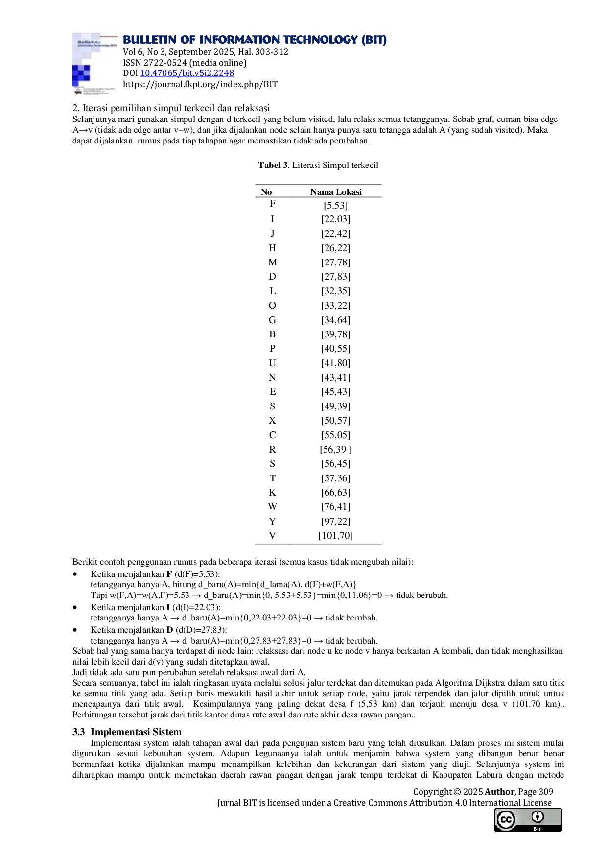 JURIS Sistem Informasi Geografis Pemetaan Daerah Rawan Pangan Pada Dinas Ketahanan Pangan di Kabupaten Labuhanbatu Utara Dengan Algoritma Dijkstra Berbasis Web