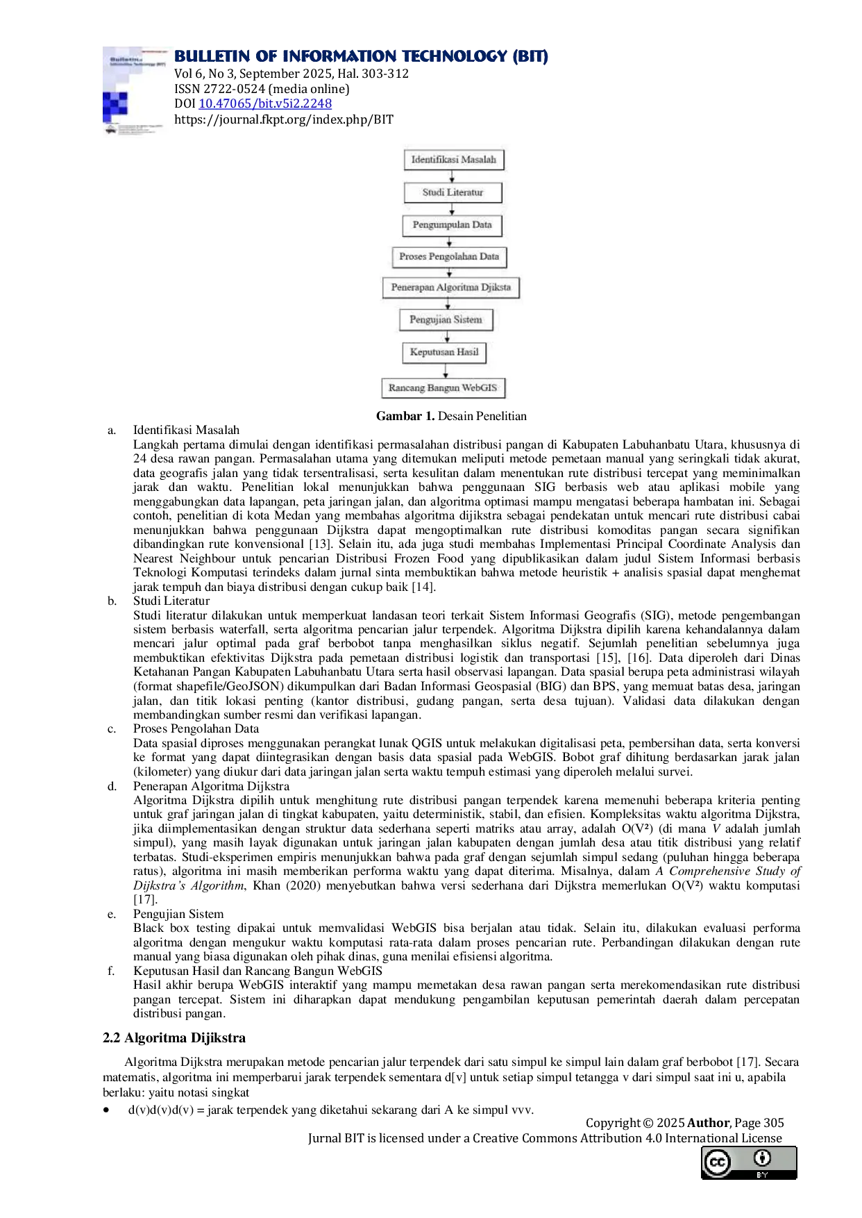 JURIS Sistem Informasi Geografis Pemetaan Daerah Rawan Pangan Pada Dinas Ketahanan Pangan di Kabupaten Labuhanbatu Utara Dengan Algoritma Dijkstra Berbasis Web