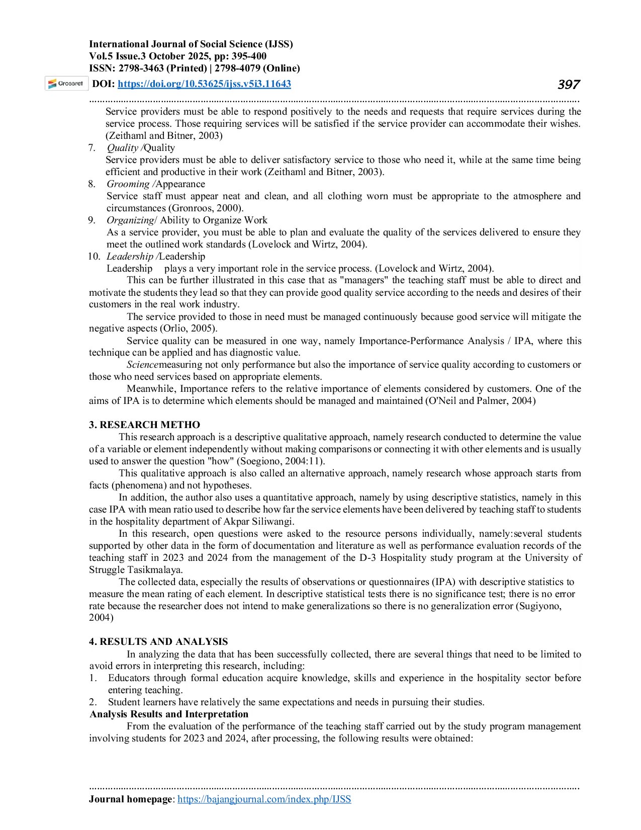 JURIS Review Of The Quality Of Service Of Educational Staff To Students In Major D 3 Hospitality Universitas Perjuangan Tasikmalaya Tasikmalaya Indonesia
