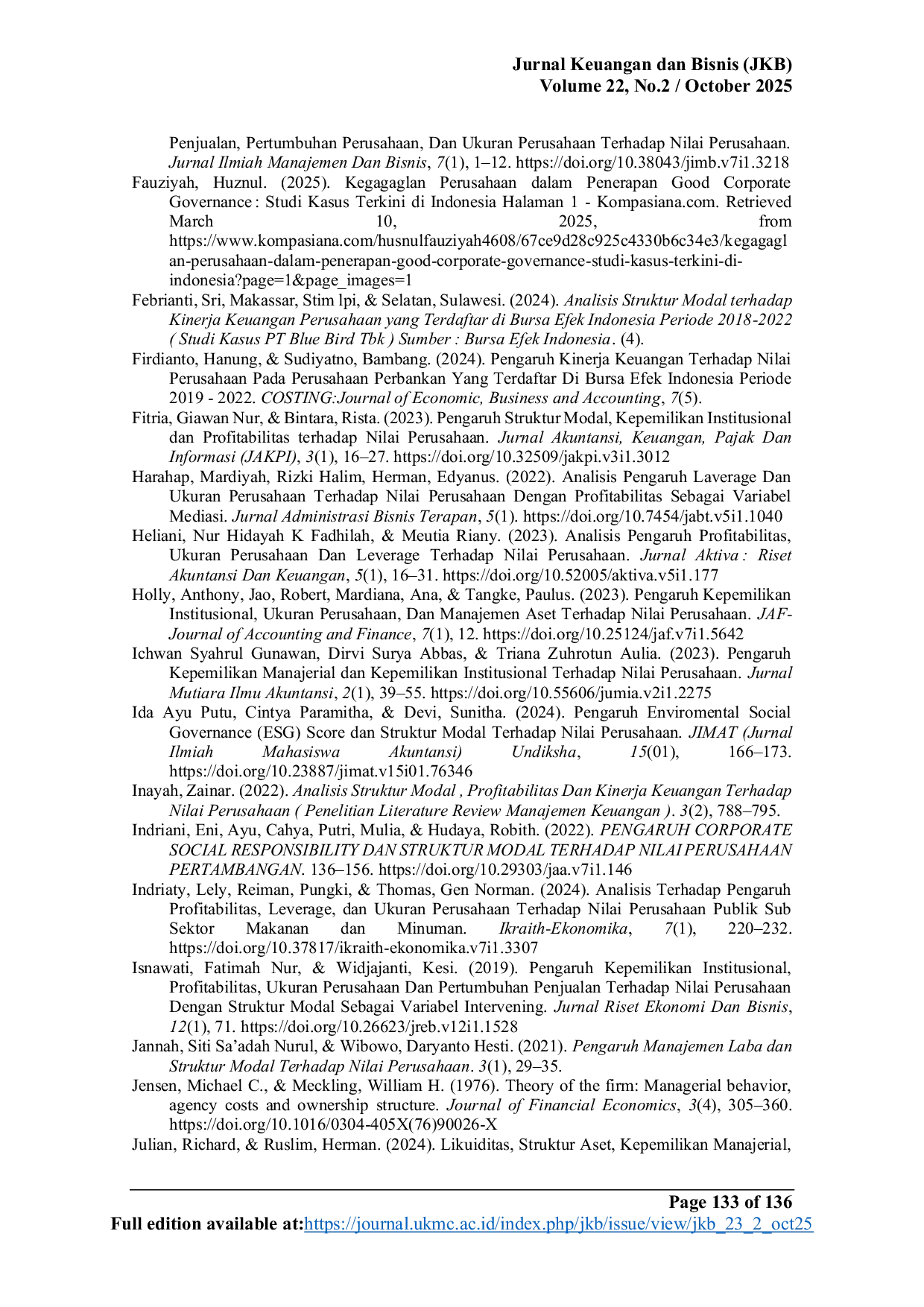 JURIS Struktur Modal Ukuran dan Kinerja Keuangan terhadap Nilai Perusahaan Peran Tata Kelola sebagai Pemoderasi