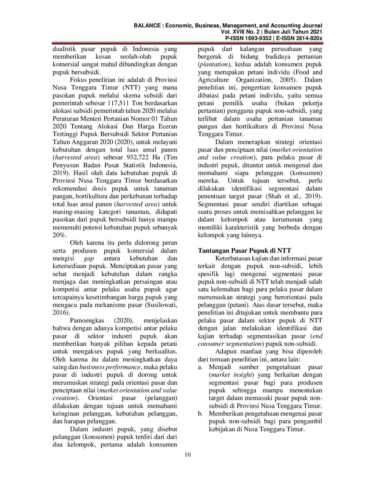 JURIS Segmentasi Konsumen Pupuk Non Subsidi Di Provinsi Nusa Tenggara Timur