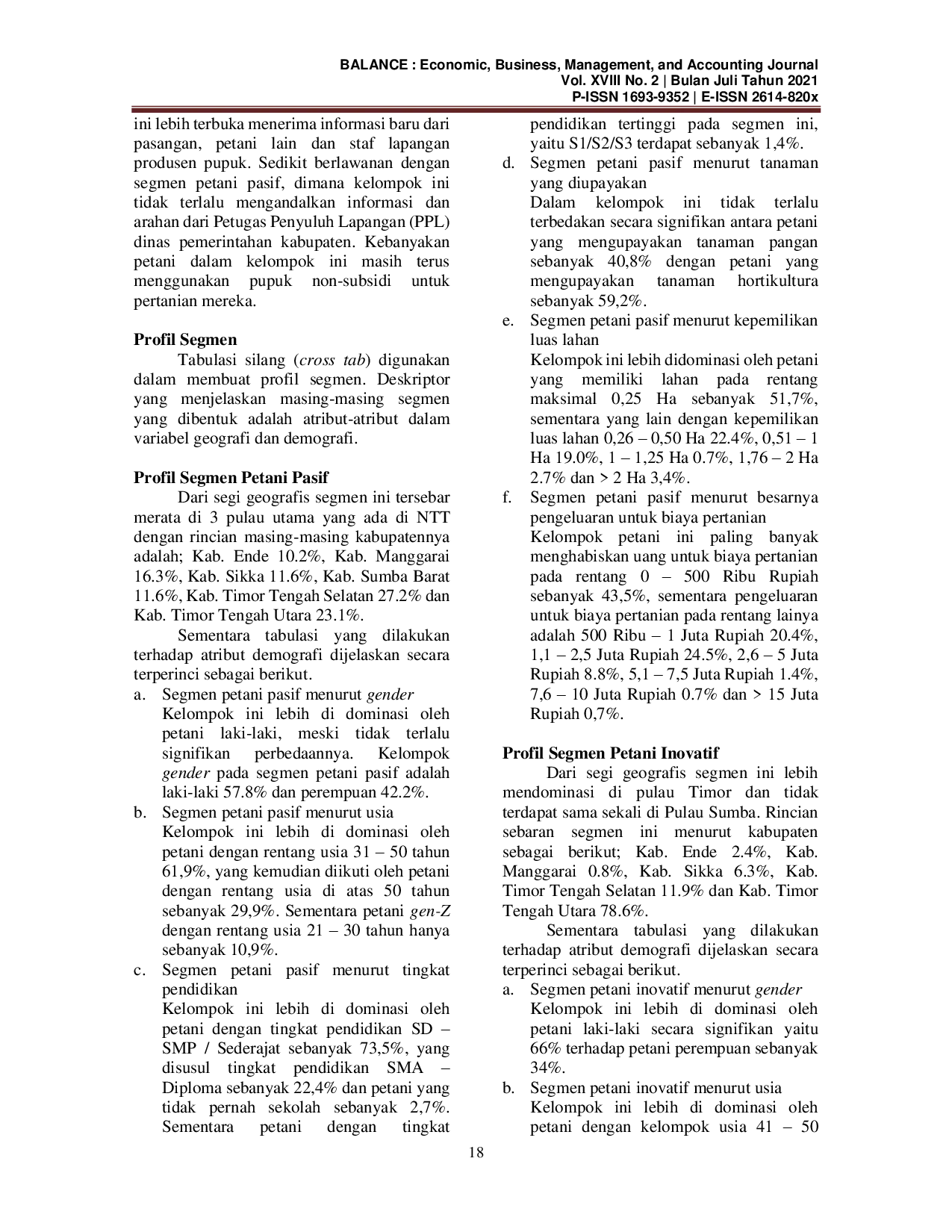 JURIS Segmentasi Konsumen Pupuk Non Subsidi Di Provinsi Nusa Tenggara Timur