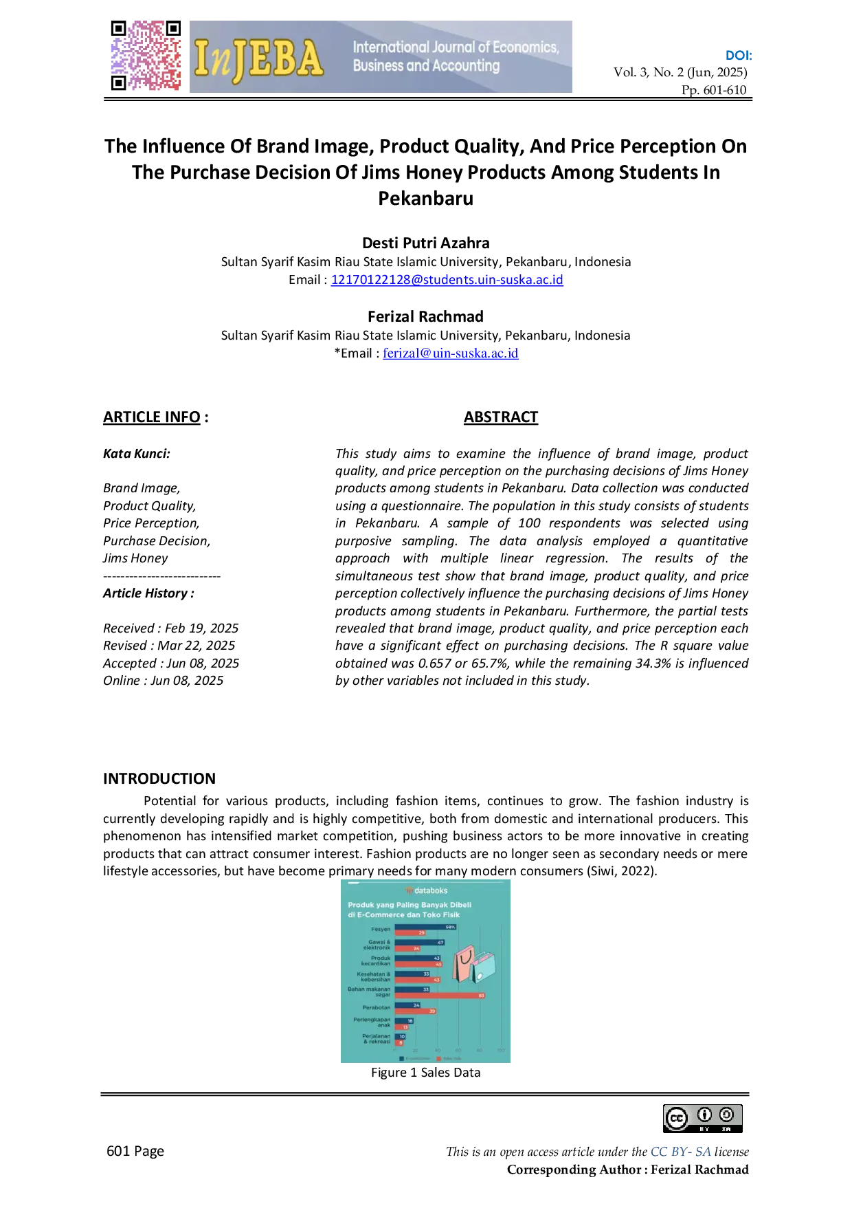 JURIS The Influence Of Brand Image Product Quality And Price Perception On The Purchase Decision Of Jims Honey Products Among Students In Pekanbaru