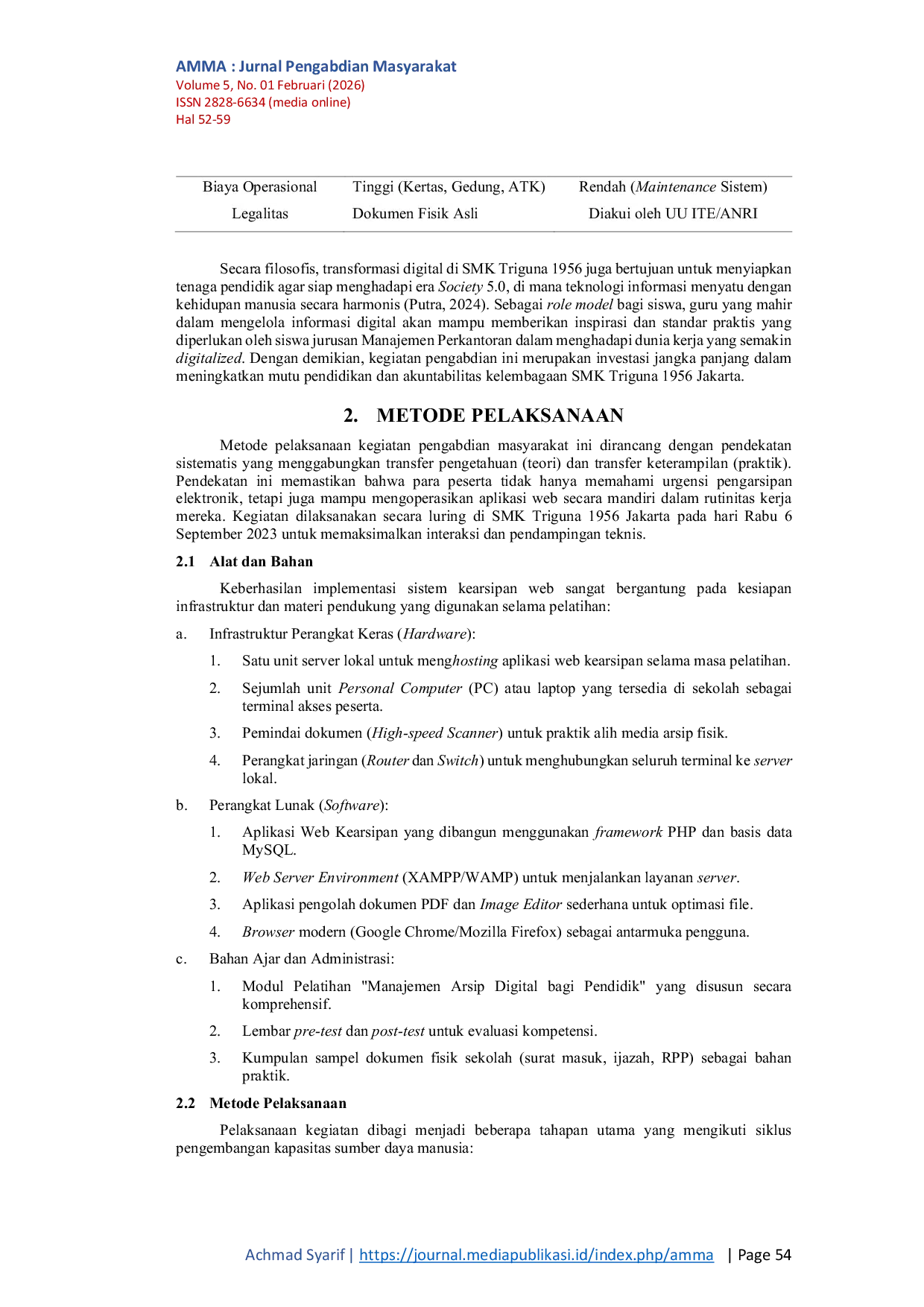 JURIS Pemanfaatan Aplikasi Web Untuk Pengarsipan Elektronik Guna Meningkatkan Efisiensi Administrasi SMK Triguna 1956 Jakarta