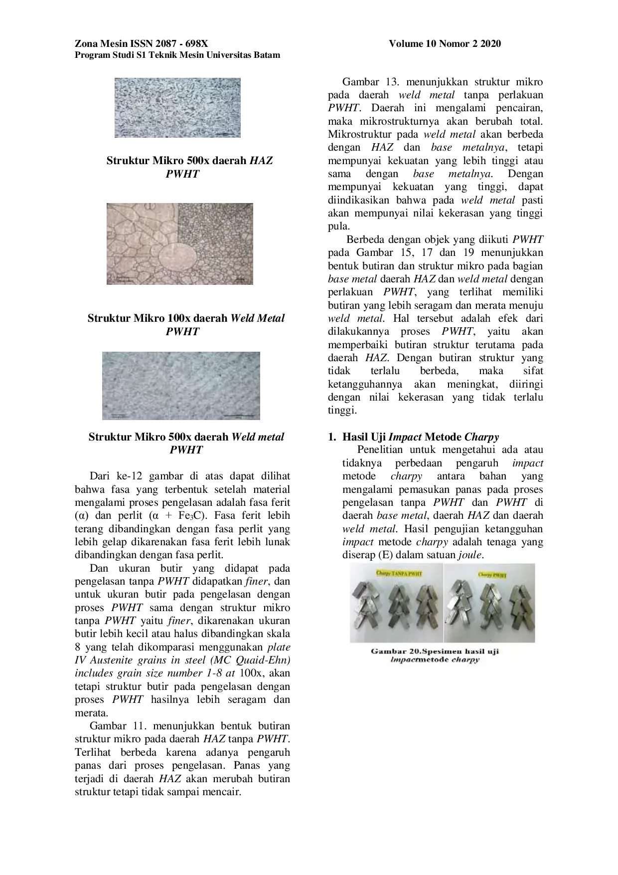 JURIS Pengaruh Post Weld Heat Treatment Terhadap Sifat Mekanis dan Struktur Mikro Pengelasan SMAW Pada Baja Karbon S275J2