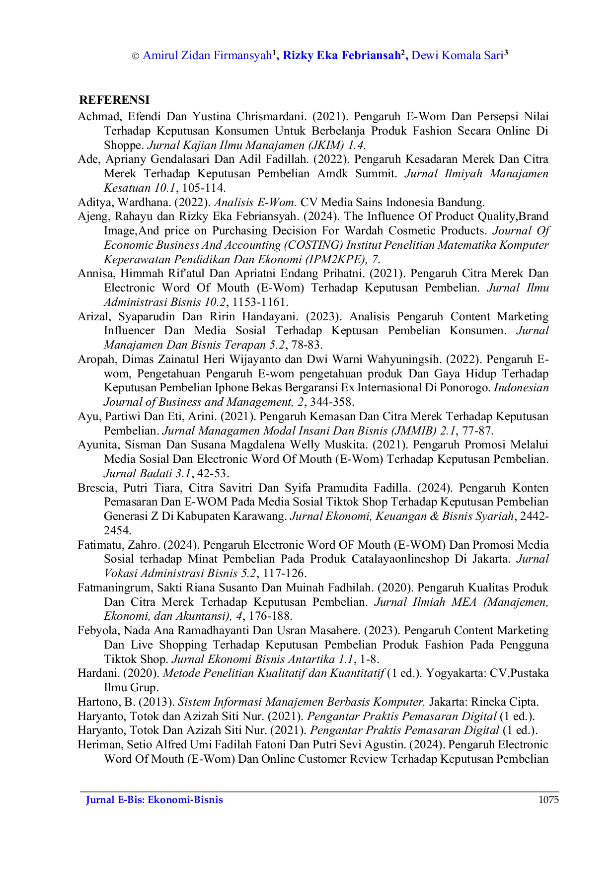 JURIS Citra Merek Konten Pemasaran Dan E WOM Terhadap Keputusan Pembelian Produk Skincare Azarine