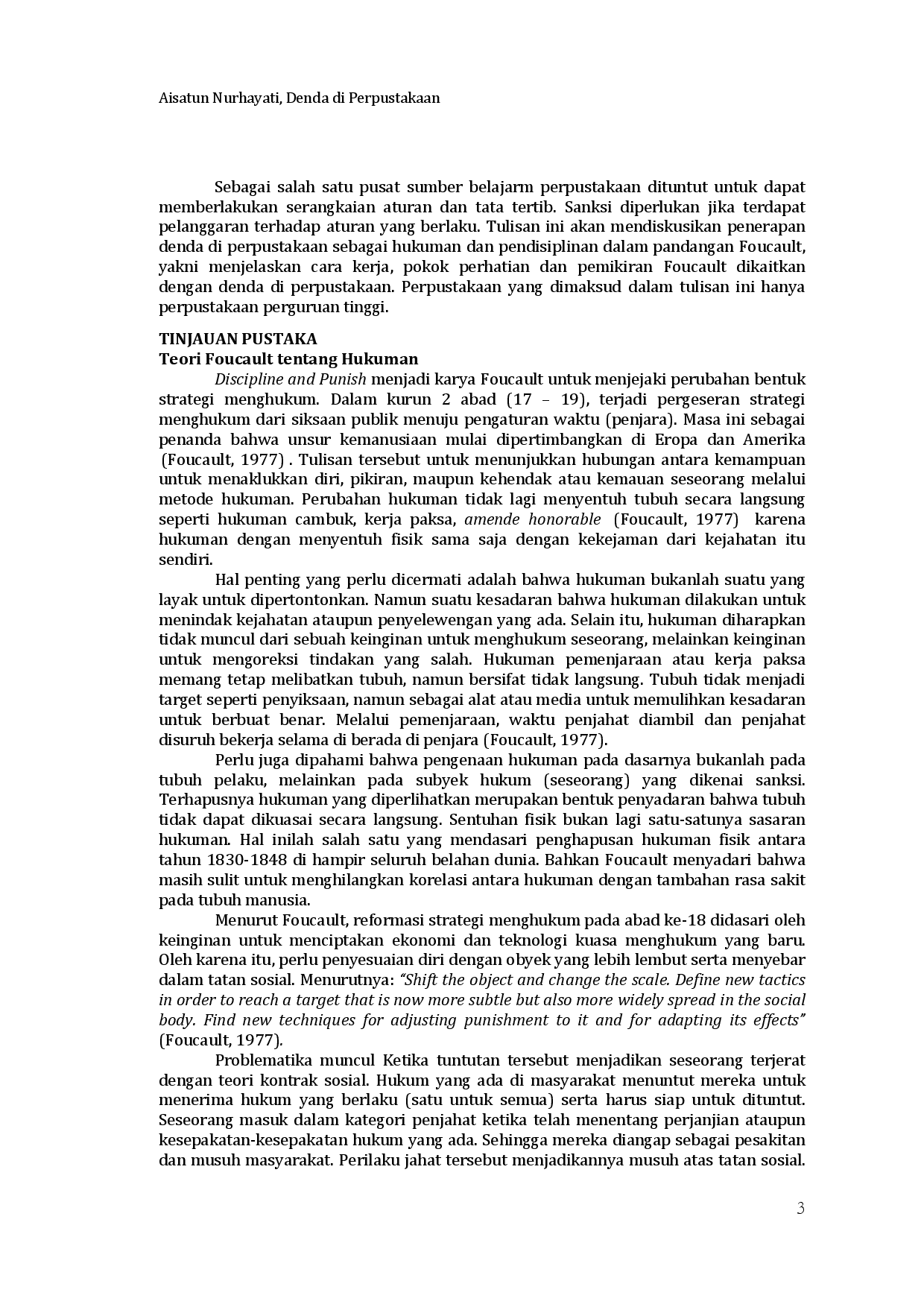 juris Denda di Perpustakaan Analisa Hukuman dan Disiplin dalam Pandangan Foucault