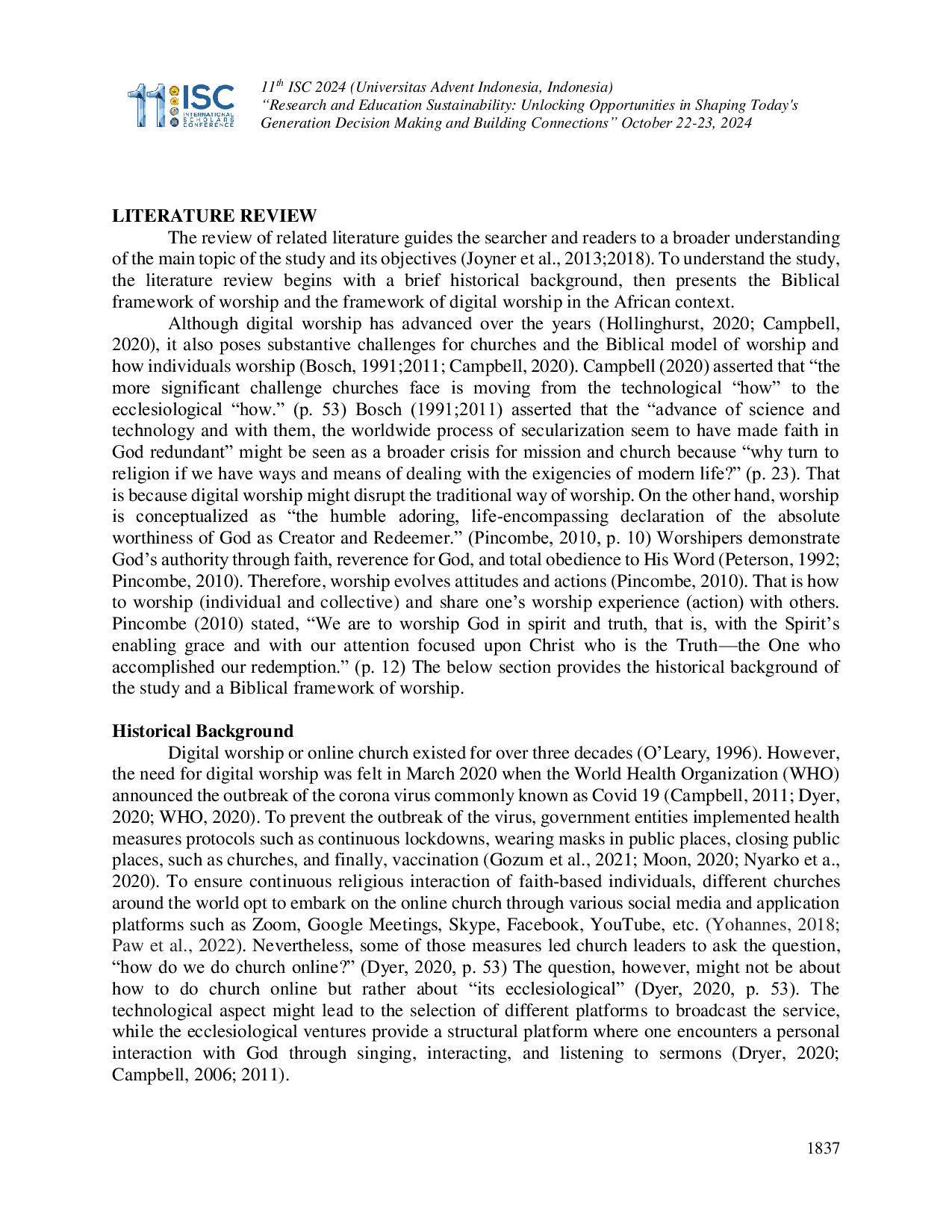 JURIS Biblical Worship Biblical Worship Towards a Framework of Digital Worship in Africa