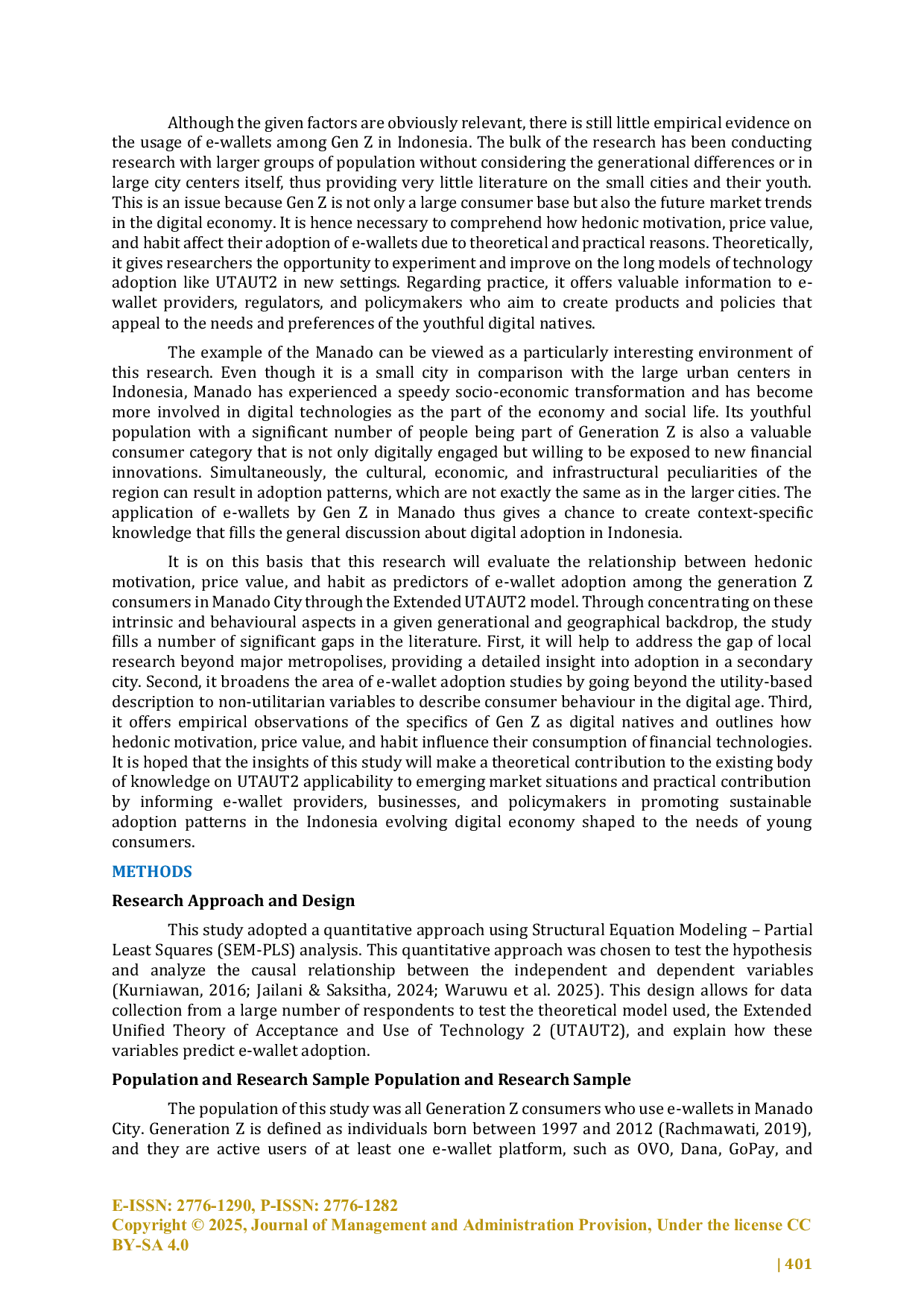 JURIS Hedonic Motivation Price Value and Habits In E Wallet Adoption Extended UTAUT2 Testing On Generation Z Consumers In Manado