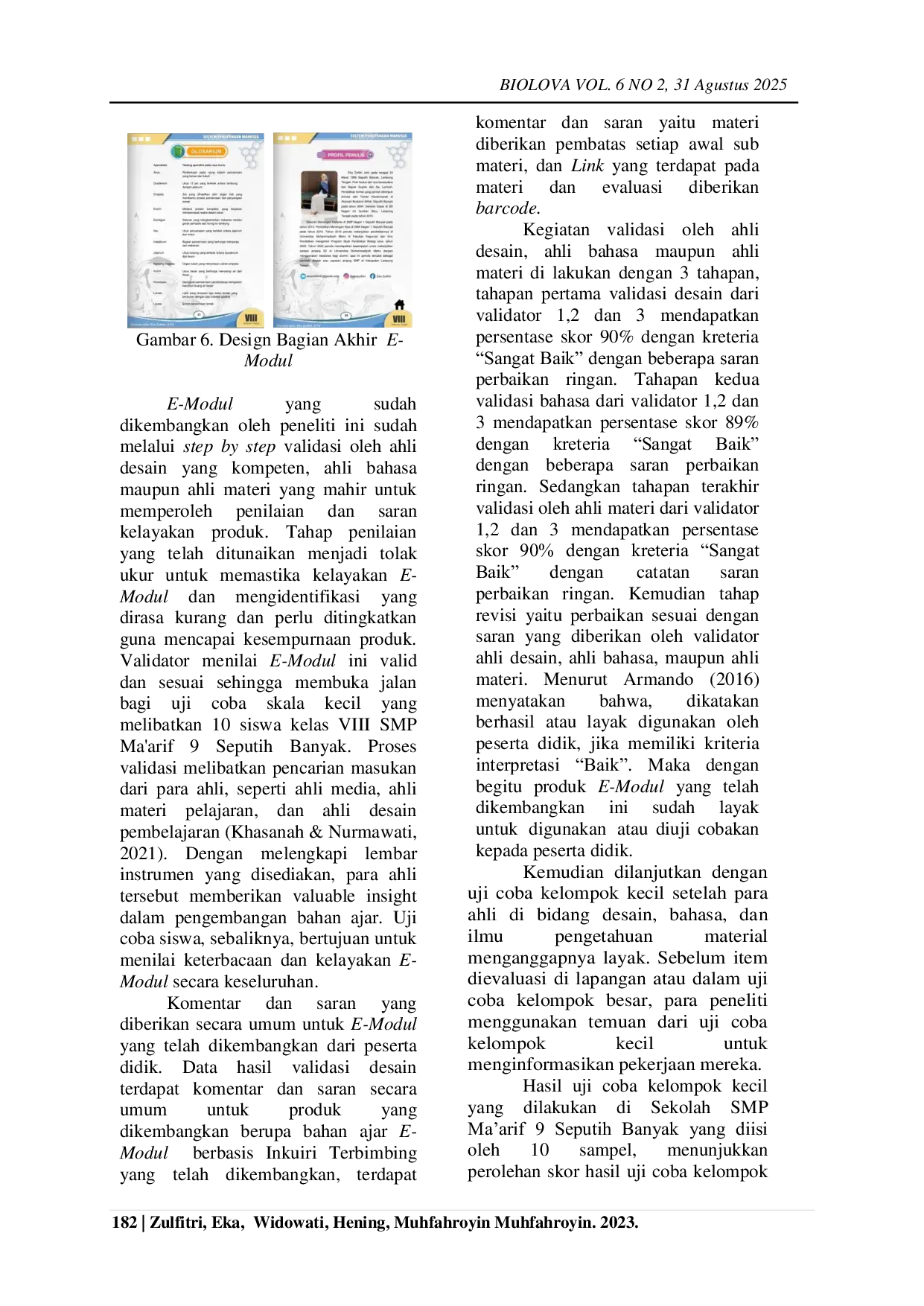 JURIS Pengembangan E Modul Berbasis Inkuiri Terbimbing Untuk Meningkatkan Hasil Belajar Kognitif Materi Sistem Pencernaan Manusia