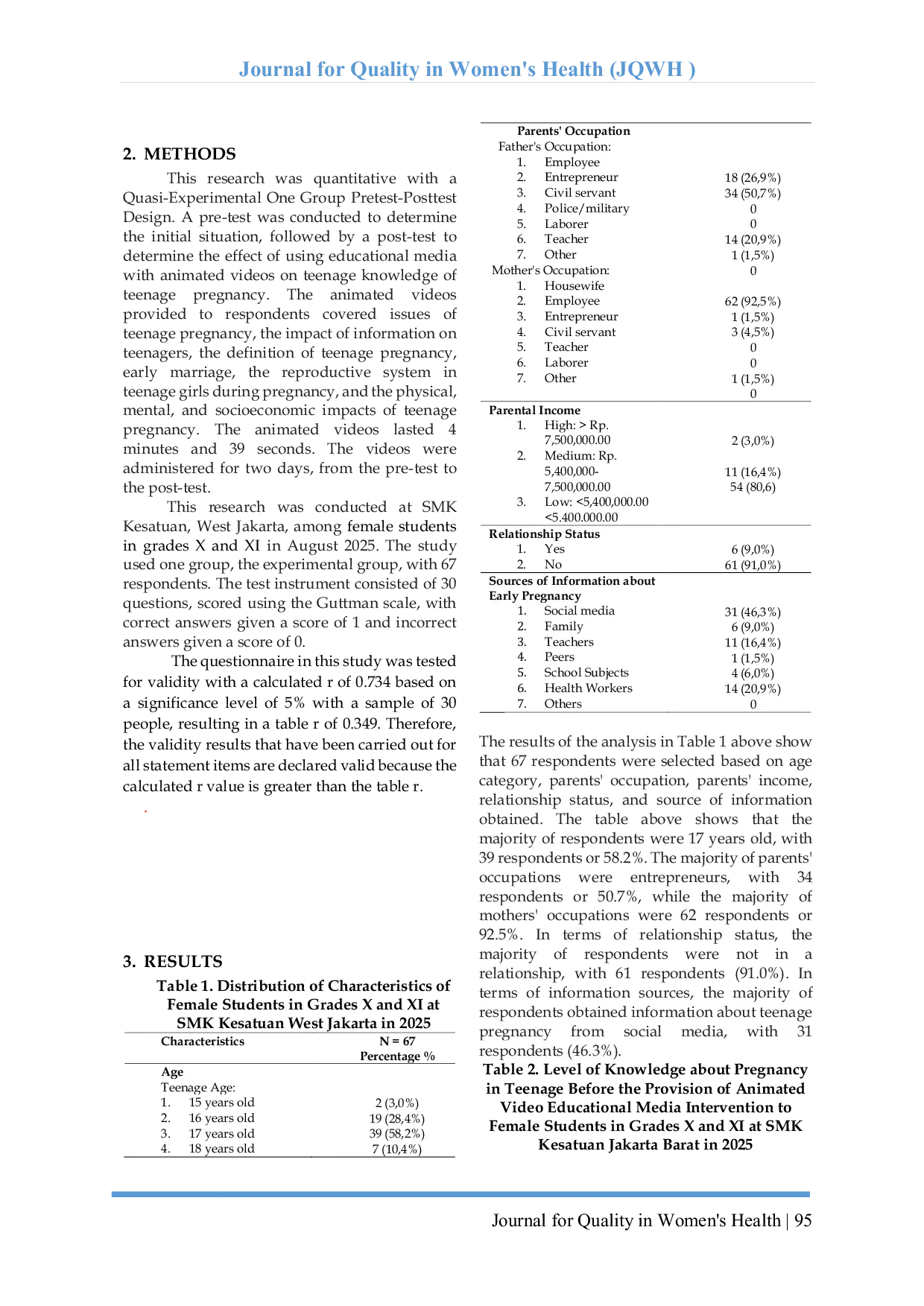 JURIS The Influence Of Using Educational Media With Animated Videos On The Level Of Knowledge Of Teenage Girls About Teenage Pregnancy